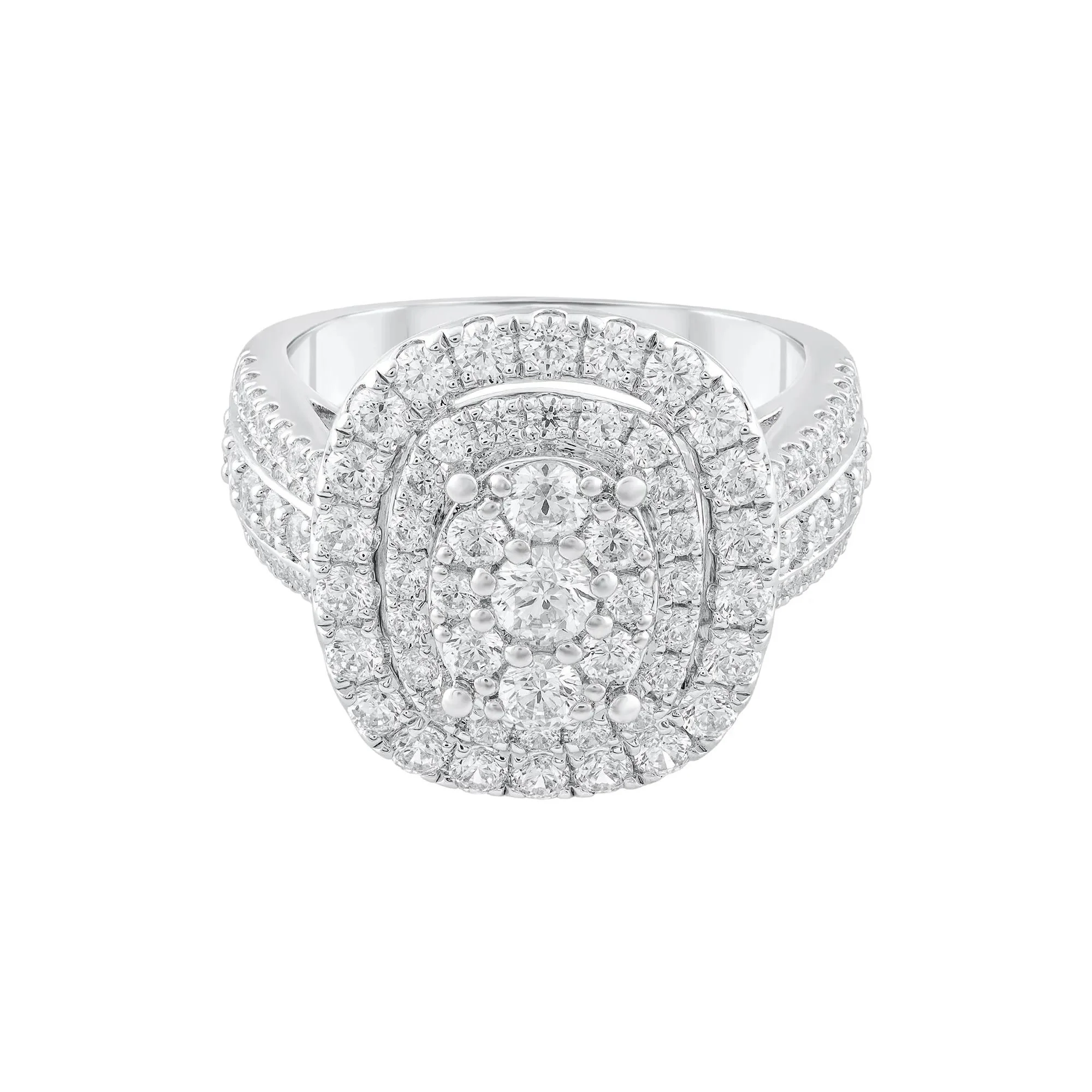2 CT. Tw. Diamond Composite Engagement Ring 10K White Gold Round Brilliant Cut Size 8