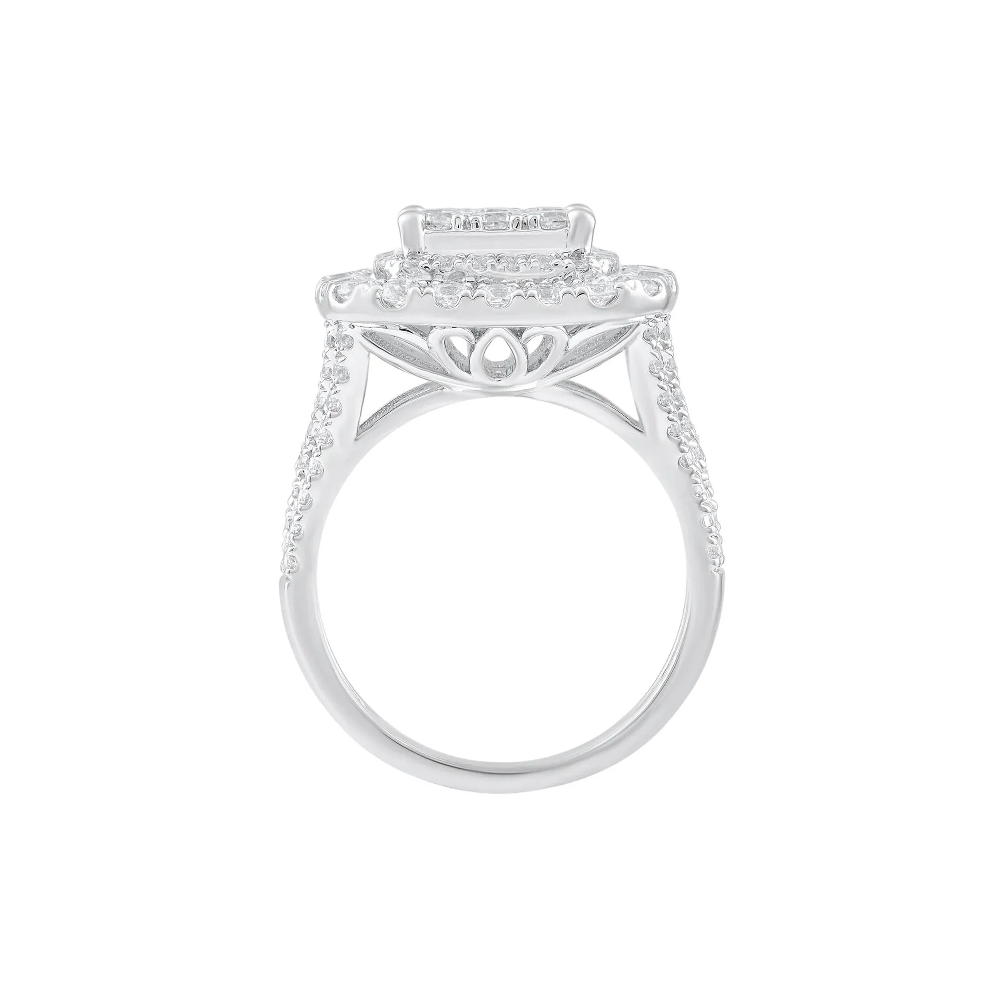 2 CT. Tw. Diamond Composite Engagement Ring 10K White Gold Round Brilliant Cut Size 6.5 - Image 2