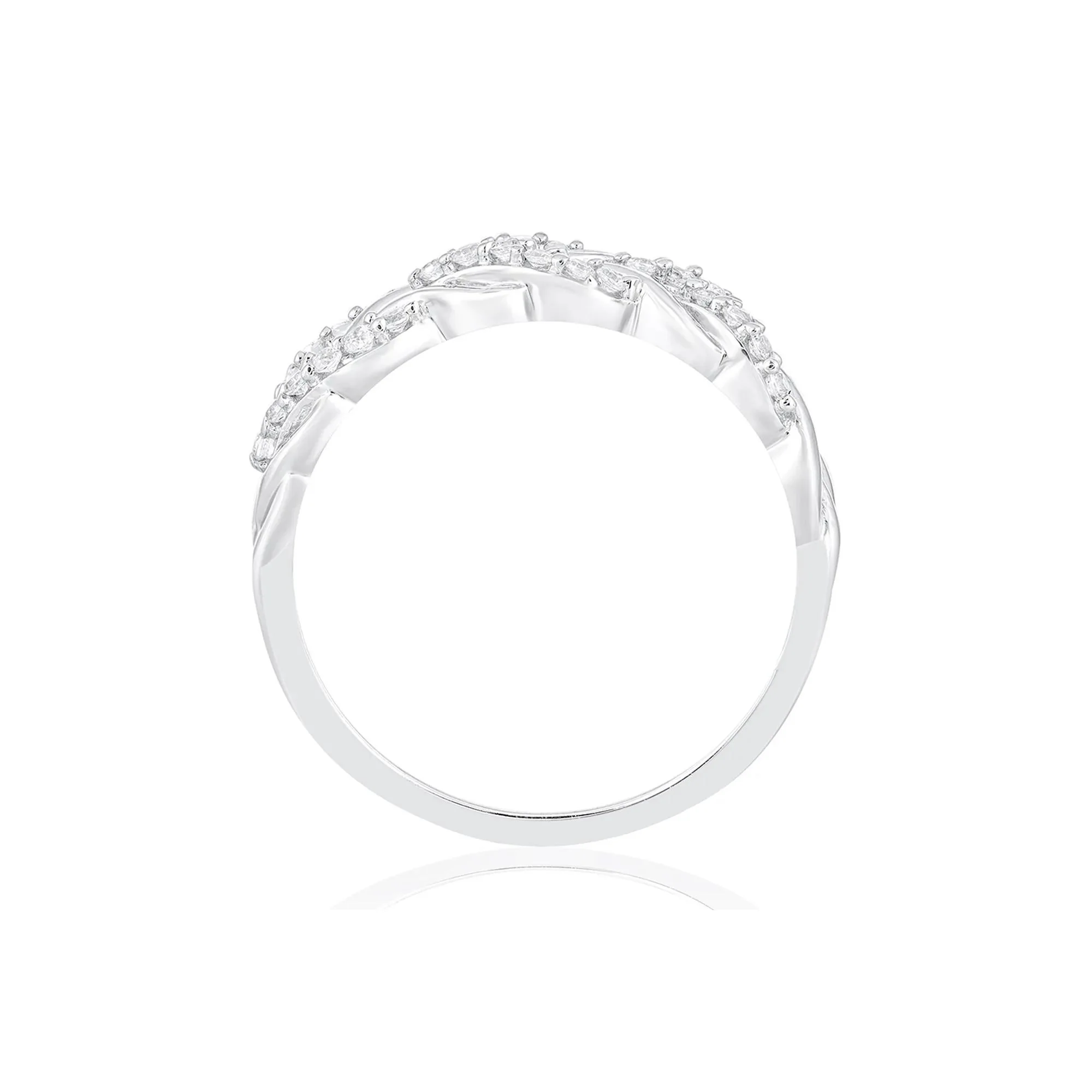 1/4 CT. Tw. Diamond Woven Band Ring 10K White Gold Round Brilliant Cut Size 7 - Image 2