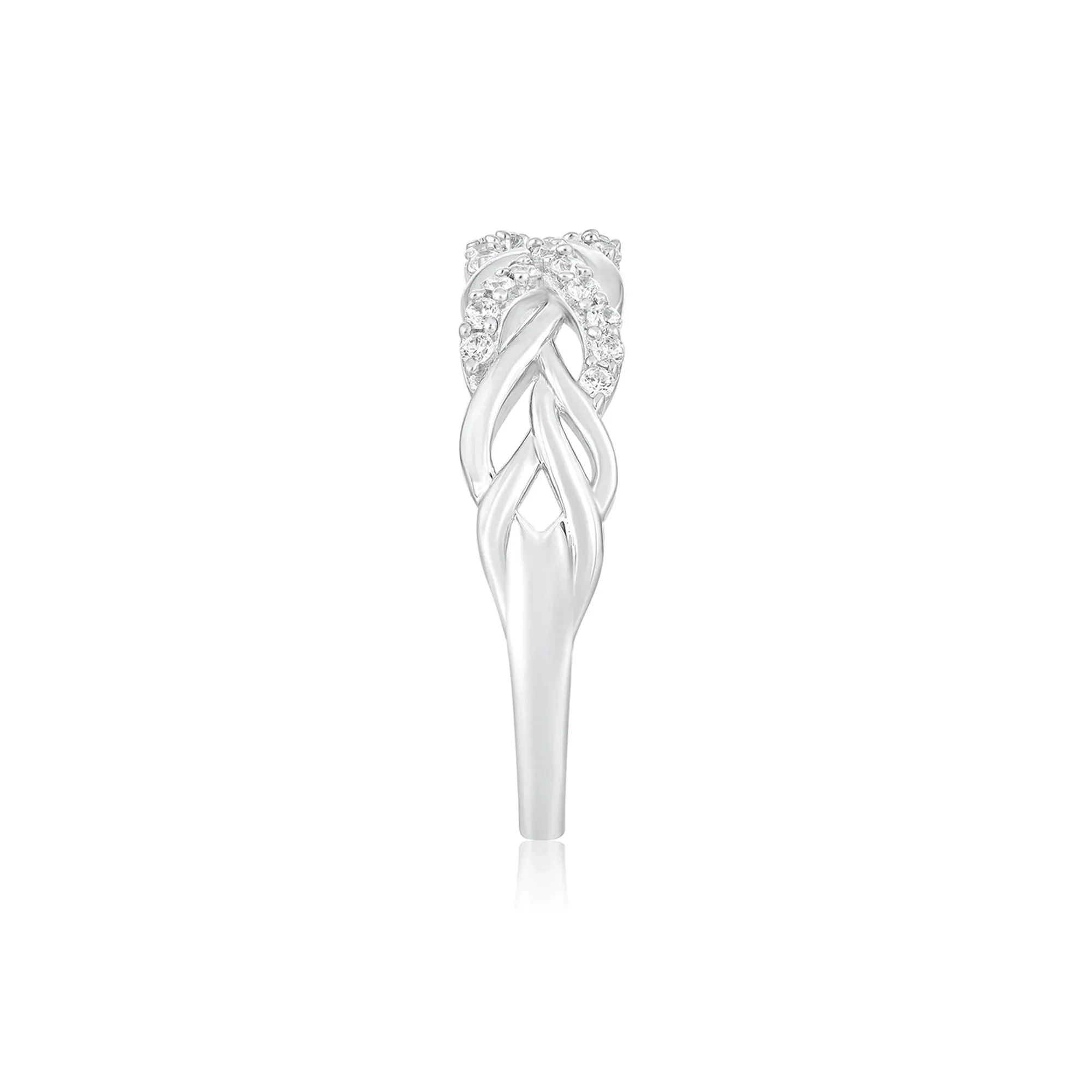 1/4 CT. Tw. Diamond Woven Band Ring 10K White Gold Round Brilliant Cut Size 9 - Image 3