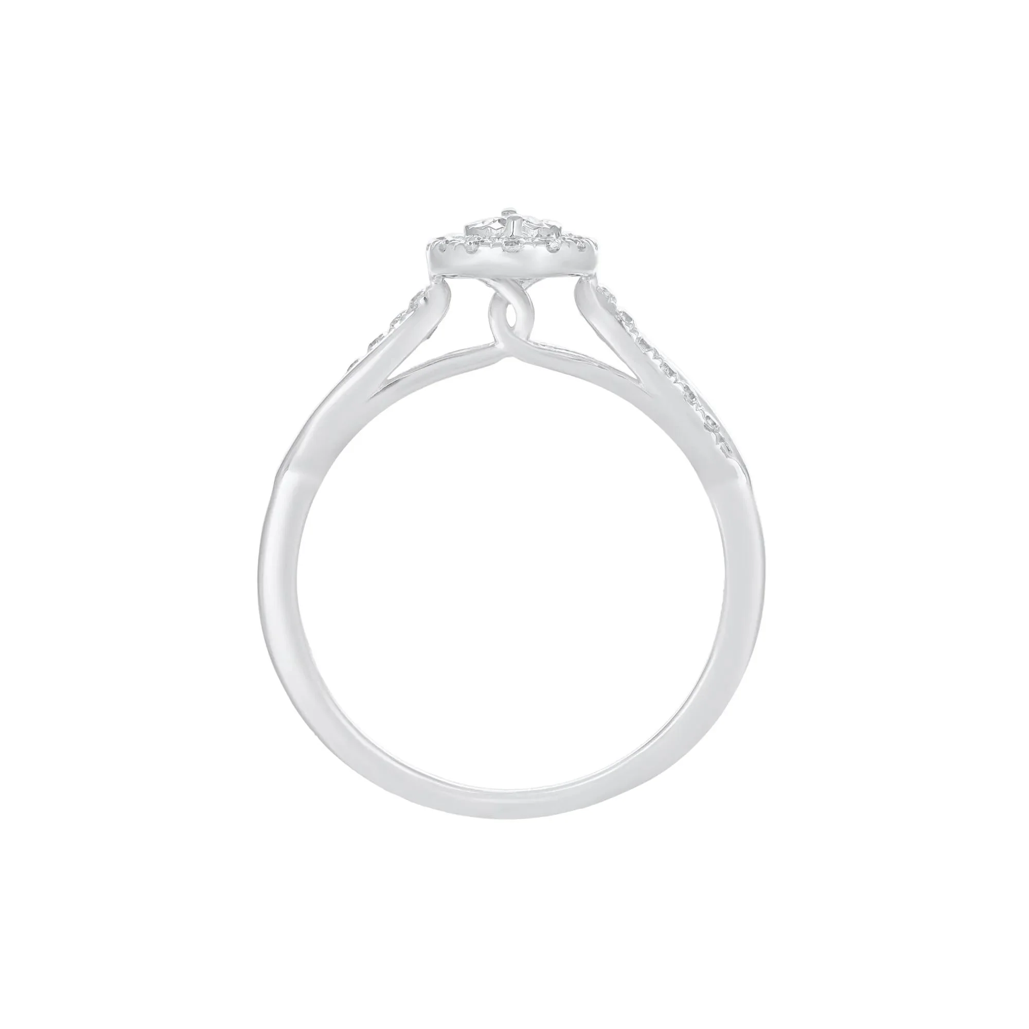 1/4 CT. Tw. Diamond Halo Promise Ring 10K White Gold Round Brilliant Cut Size 6.5 - Image 3