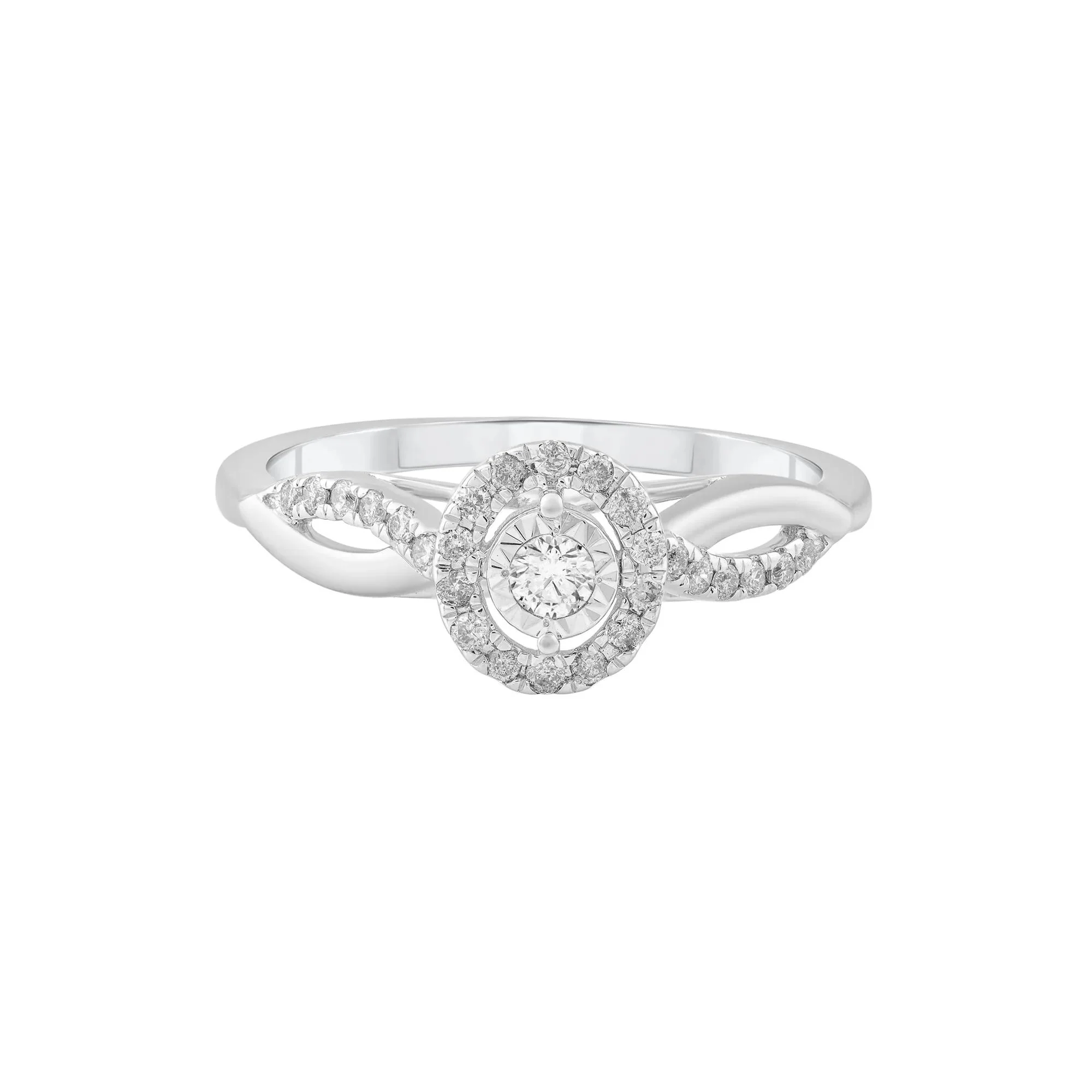 1/4 CT. Tw. Diamond Halo Promise Ring 10K White Gold Round Brilliant Cut Size 7