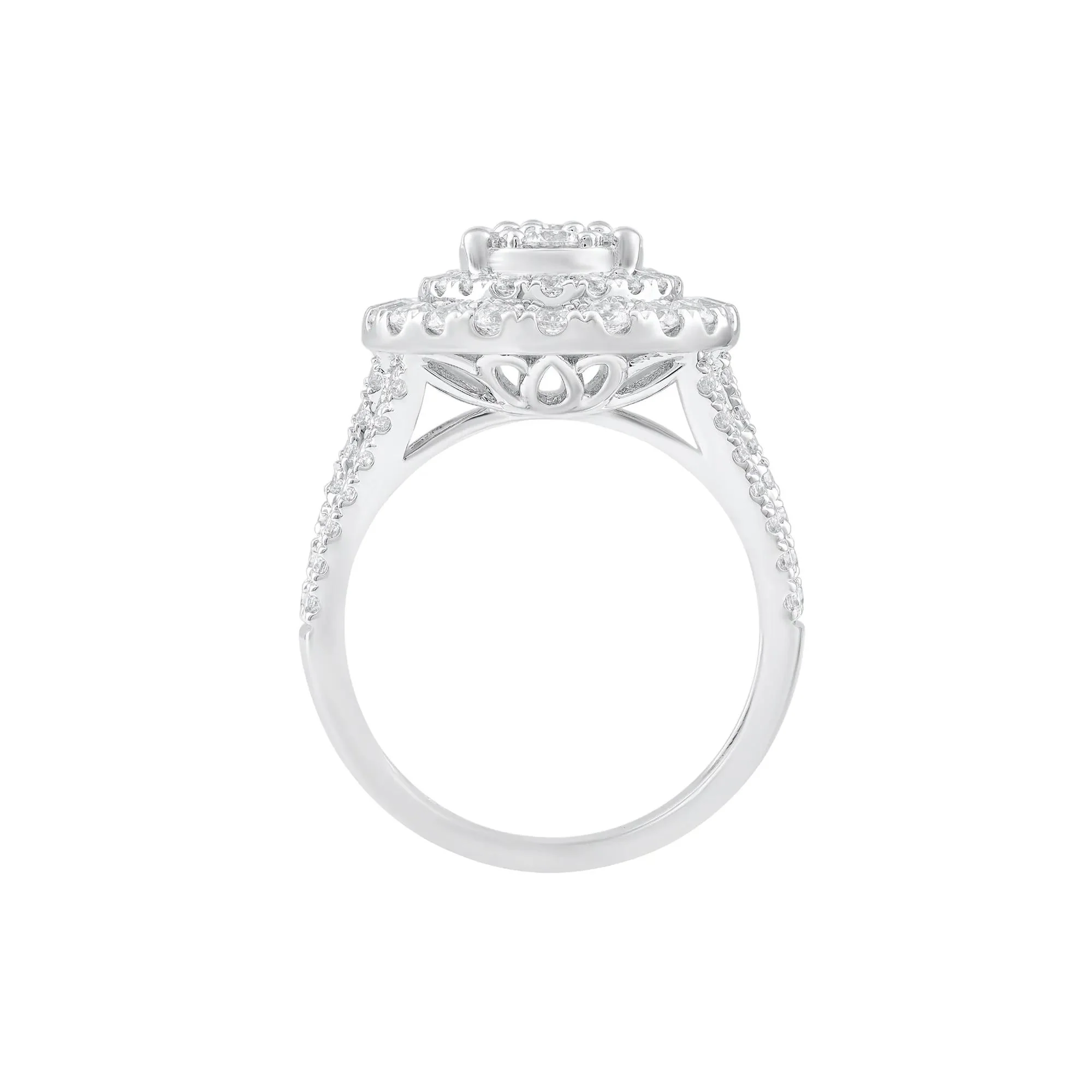 2 CT. Tw. Diamond Composite Engagement Ring 10K White Gold Round Brilliant Cut Size 9 - Image 2