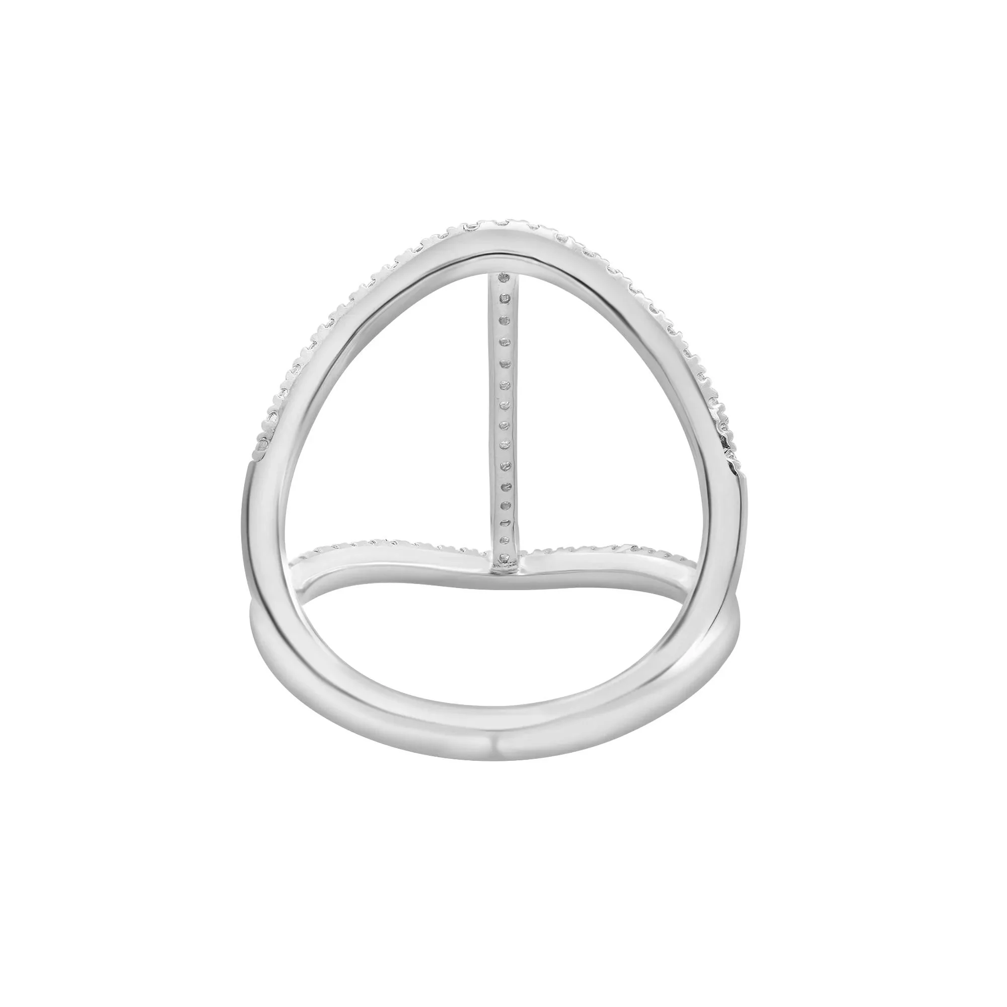 1/3 CT. Tw. Diamond Open Bar Ring 10K White Gold Size 6 2mm - Image 3