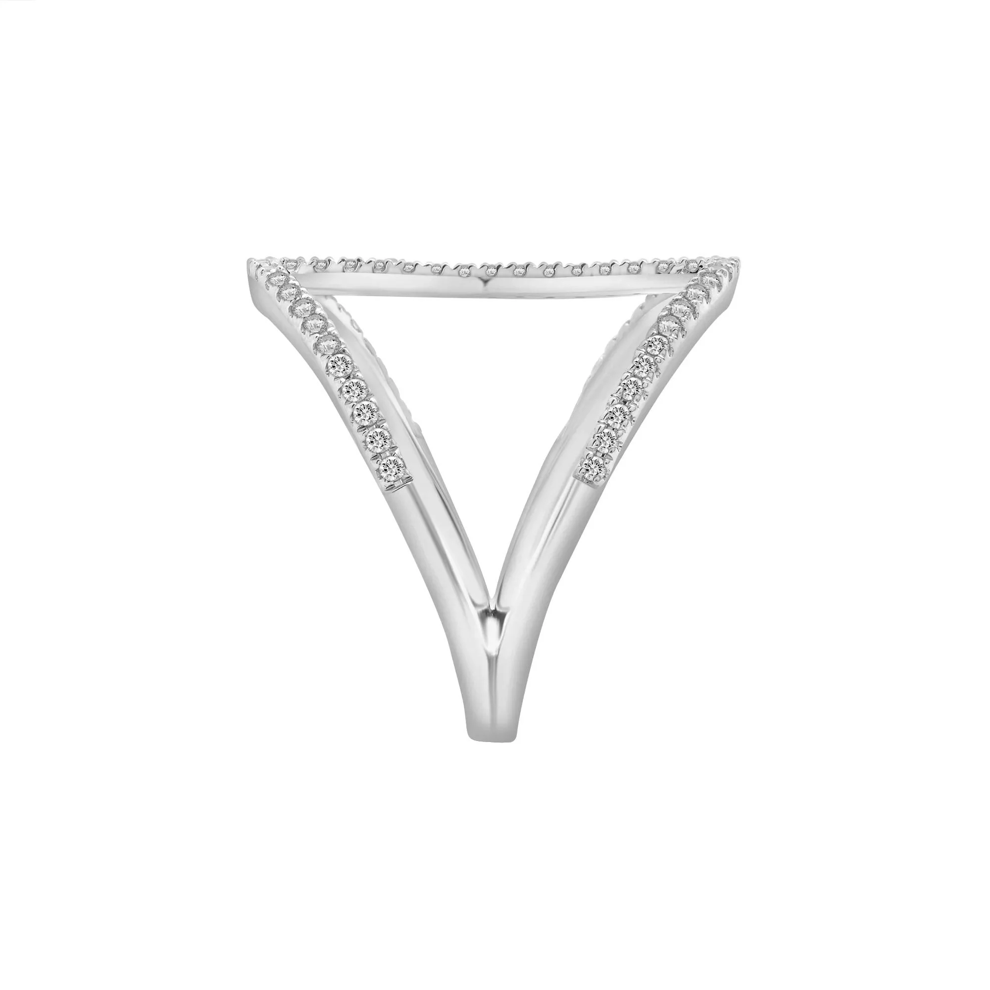 1/3 CT. Tw. Diamond Open Bar Ring 10K White Gold Size 6.5 2mm - Image 5