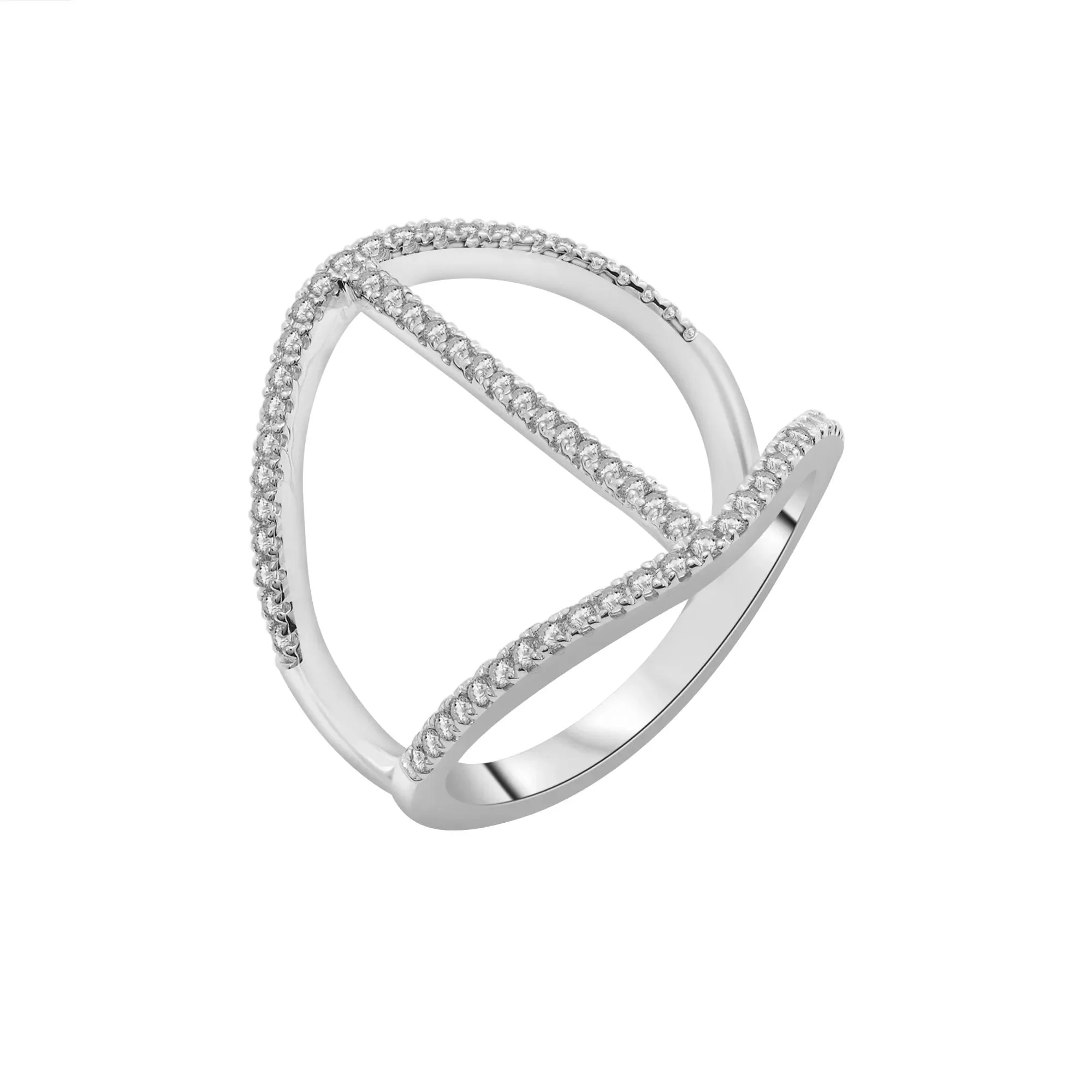 1/3 CT. Tw. Diamond Open Bar Ring 10K White Gold Size 7 2mm - Image 4