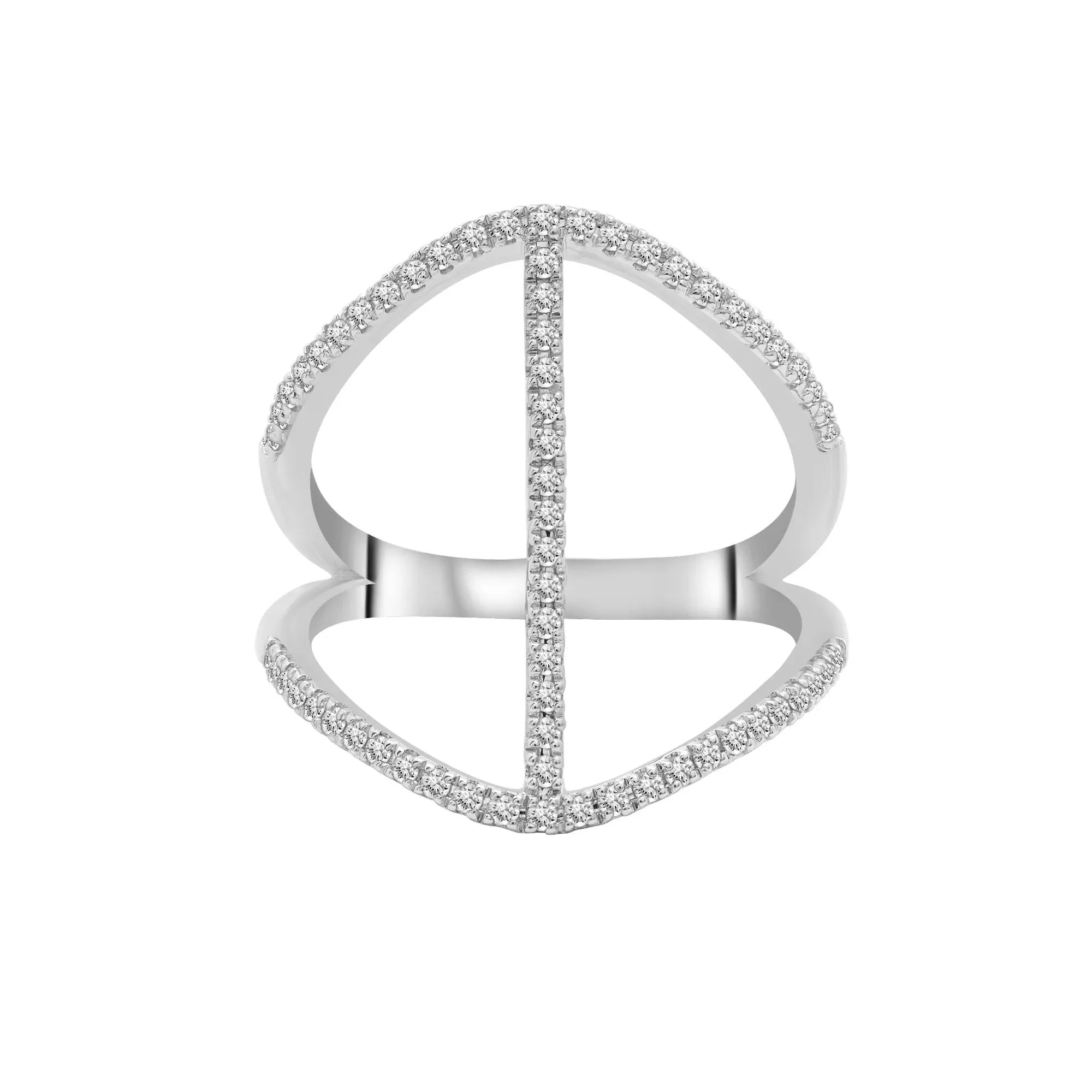 1/3 CT. Tw. Diamond Open Bar Ring 10K White Gold Size 8.5 2mm