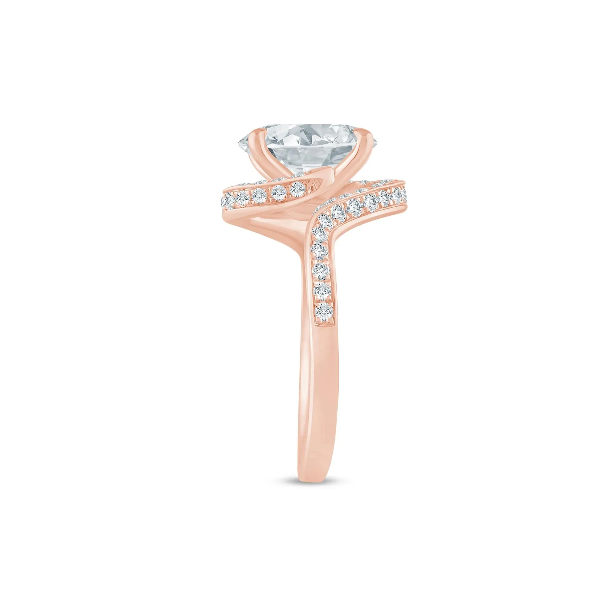 2 1/2 CT. Tw. Lab Grown Diamond Bypass Engagement Ring 14K Rose Gold Size 7.5 - Image 3