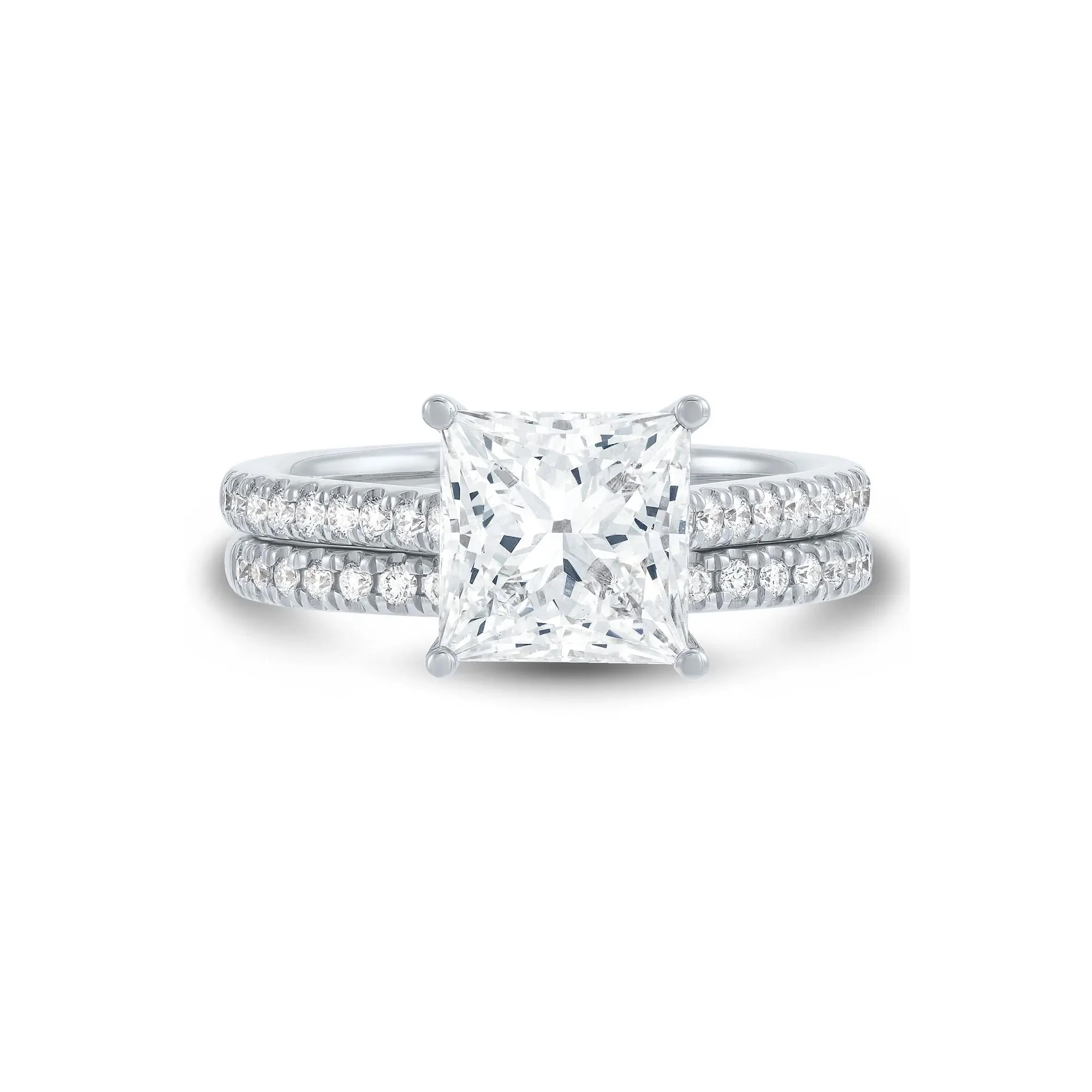3 1/2 CT. Tw. Lab Grown Diamond Wedding Set 14K White Gold Ring Size 7.5 1mm