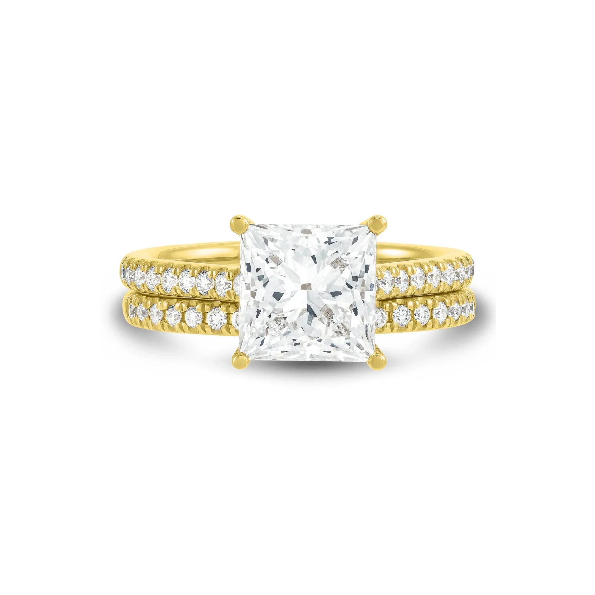 3 1/2 CT. Tw. Lab Grown Diamond Wedding Set 14K Yellow Gold Ring Size 8 1mm