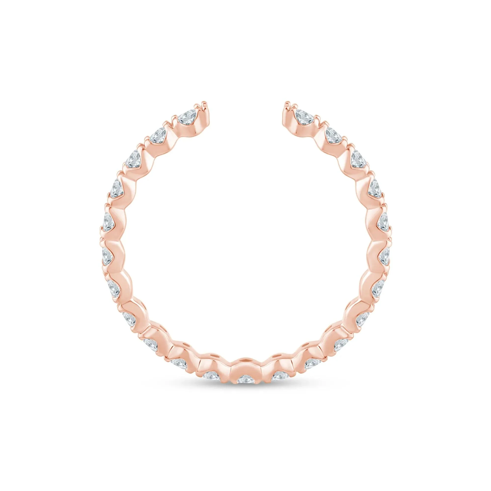 5/8 CT. Tw. Lab Grown Diamond Open Anniversary Band Ring 14K Rose Gold Round Brilliant Cut Size 7 2mm - Image 2