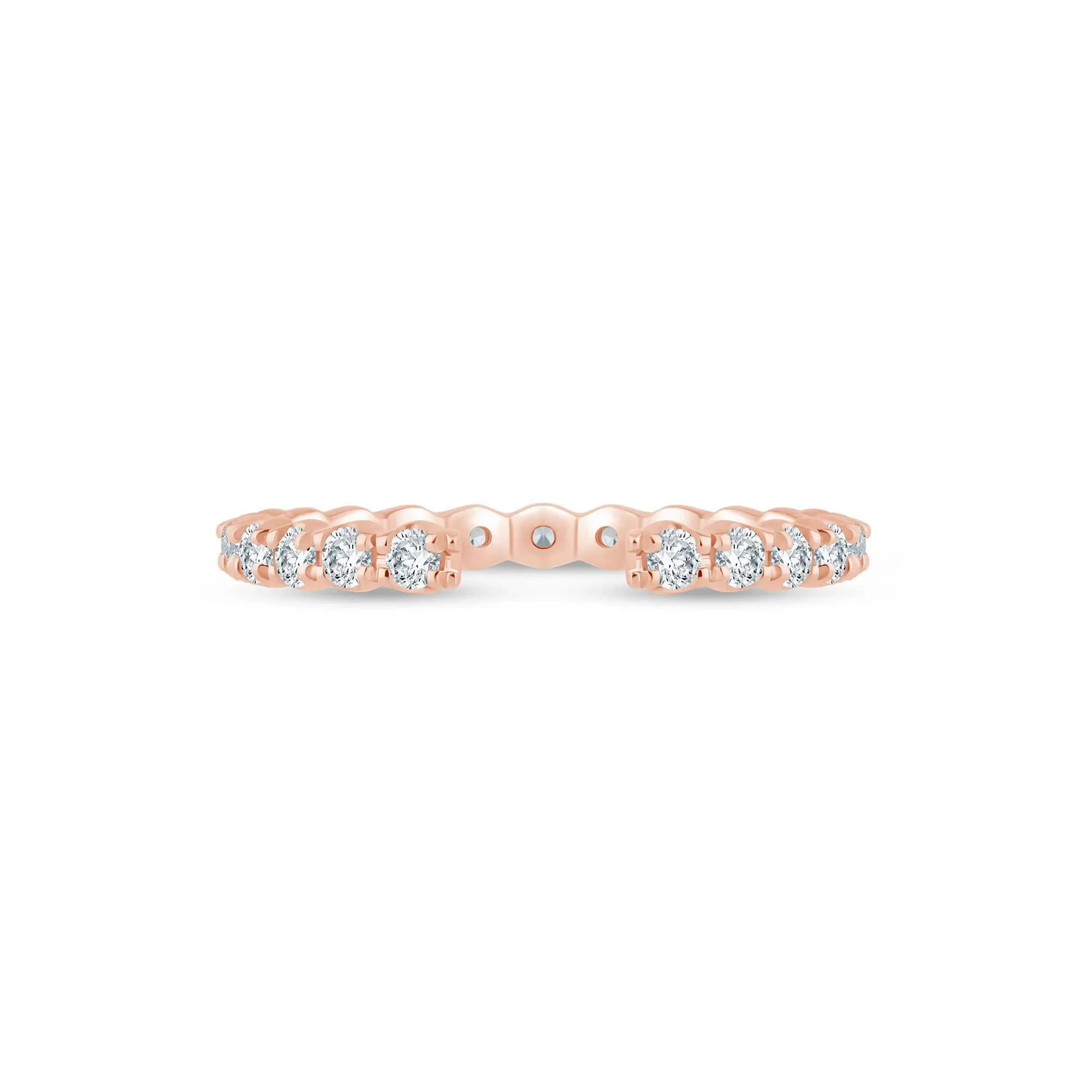 5/8 CT. Tw. Lab Grown Diamond Open Anniversary Band Ring 14K Rose Gold Round Brilliant Cut Size 8.5 2mm