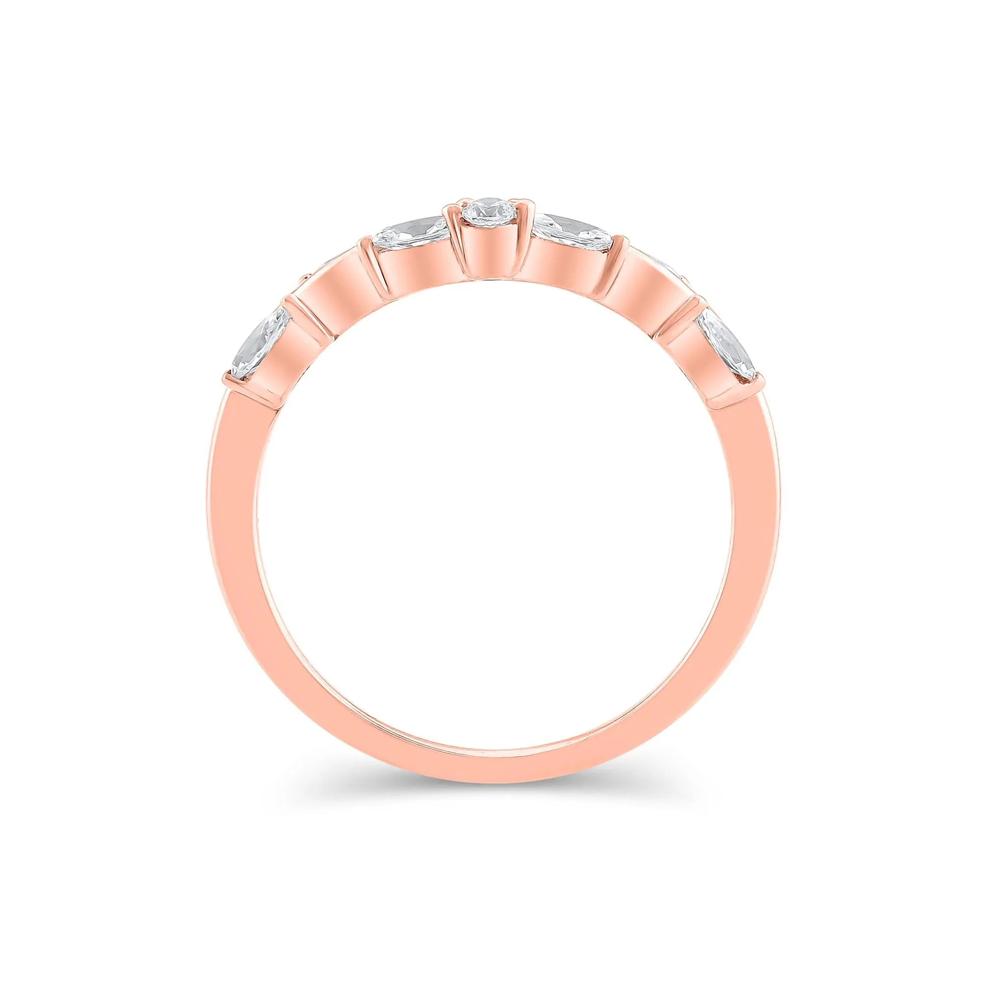 1/3 CT. Tw. Lab Grown Diamond Contour Band Ring 14K Rose Gold Round Brilliant Cut Size 10 - Image 2