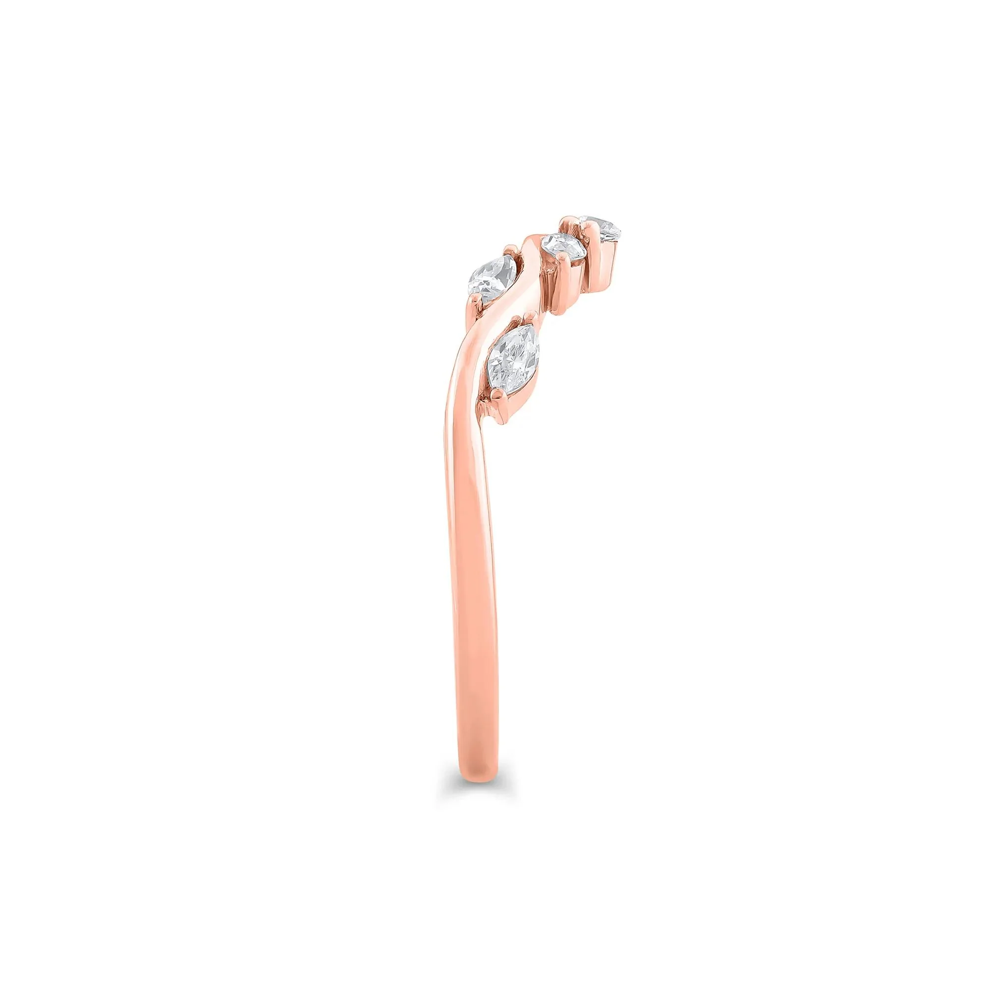 1/3 CT. Tw. Lab Grown Diamond Contour Band Ring 14K Rose Gold Round Brilliant Cut Size 10 - Image 3