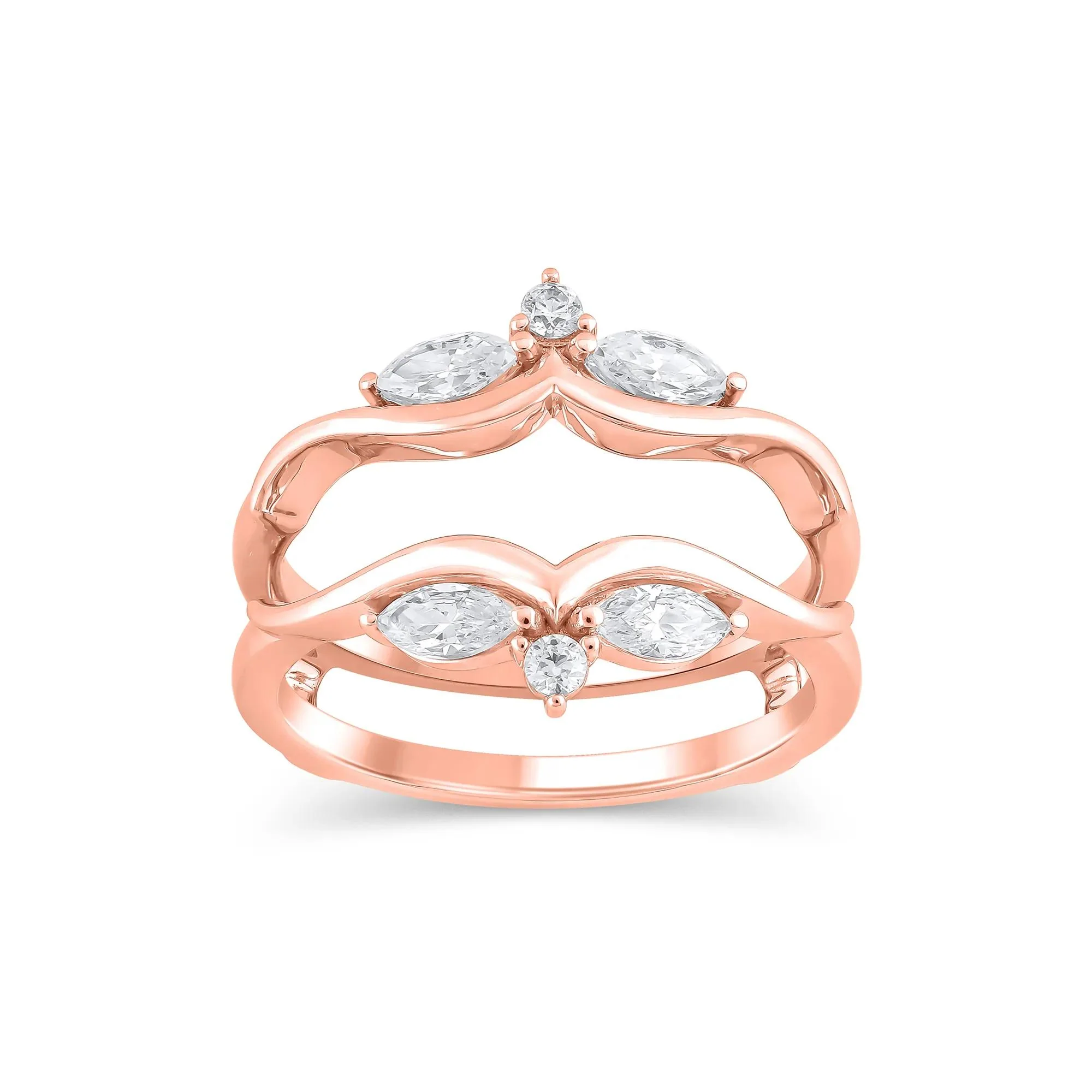 5/8 CT. Tw. Lab Grown Diamond Ring Insert 14K Rose Gold Round Brilliant Cut Size 7