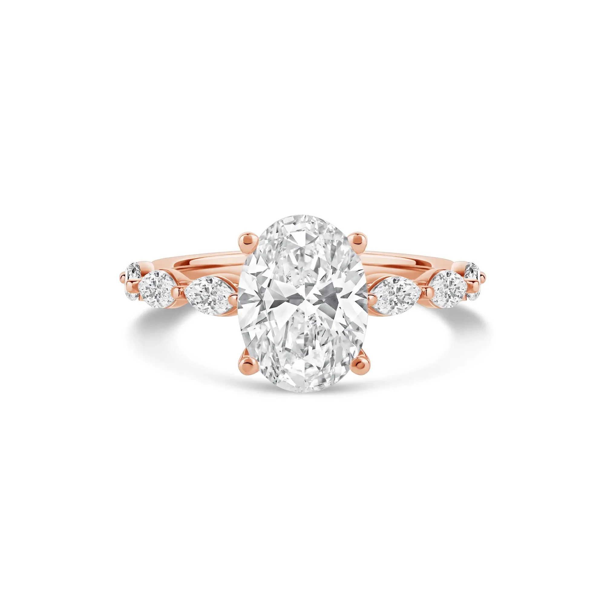3/4 CT. Tw. Lab Grown Oval Diamond Engagement Ring 14K Rose Gold Size 6 2mm