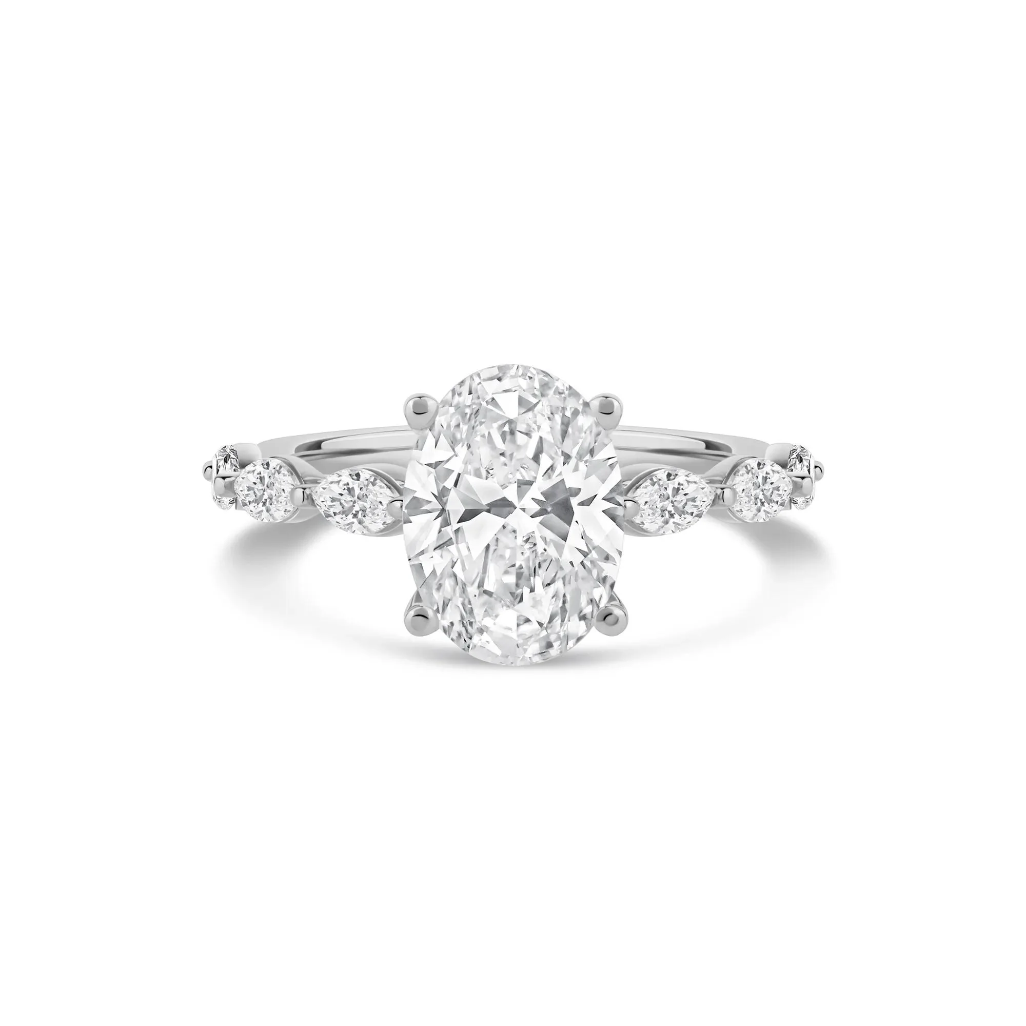 3/4 CT. Tw. Lab Grown Oval Diamond Engagement Ring 14K White Gold Size 6 2mm