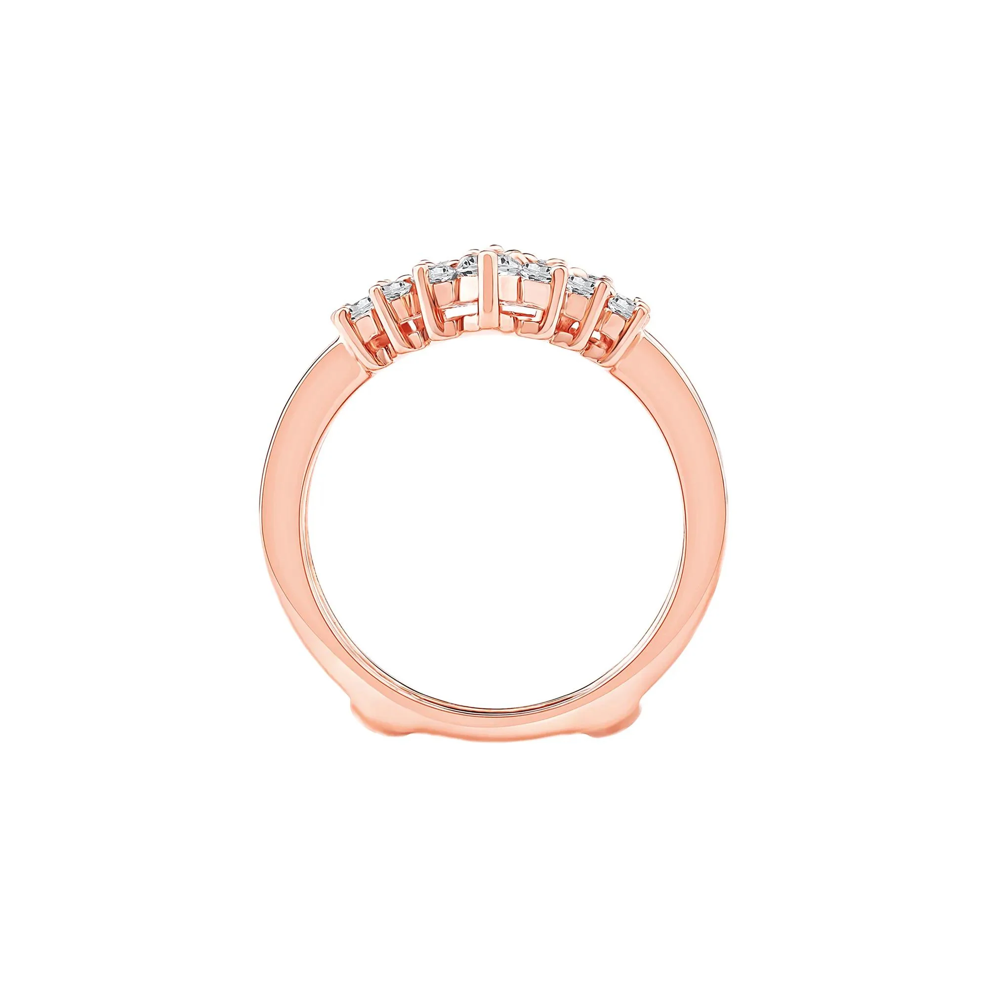 1 CT. Tw. Lab Grown Diamond Chevron Insert 14K Rose Gold Ring Size 6.5mm - Image 2