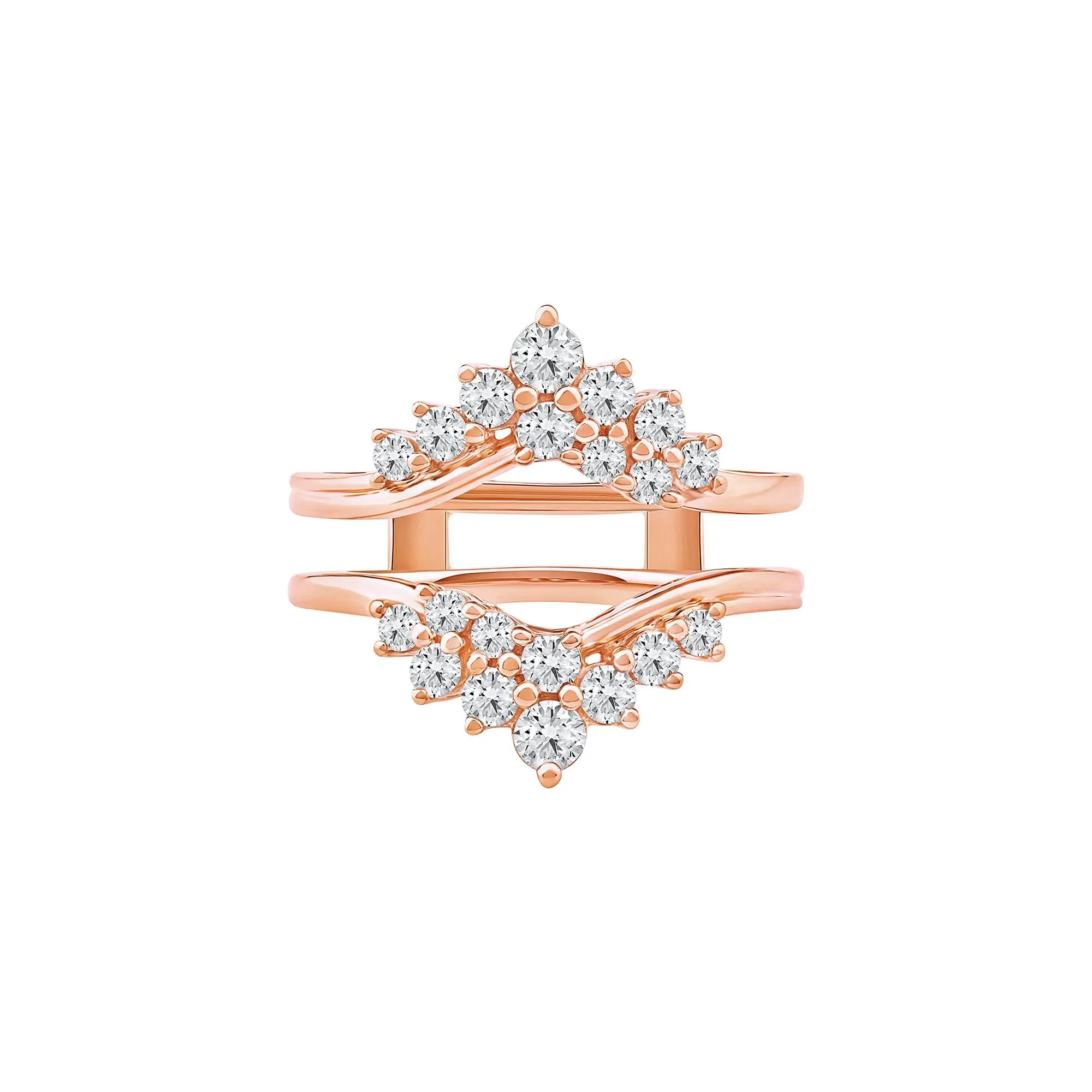 1 CT. Tw. Lab Grown Diamond Chevron Insert 14K Rose Gold Ring Size 9 6.5mm