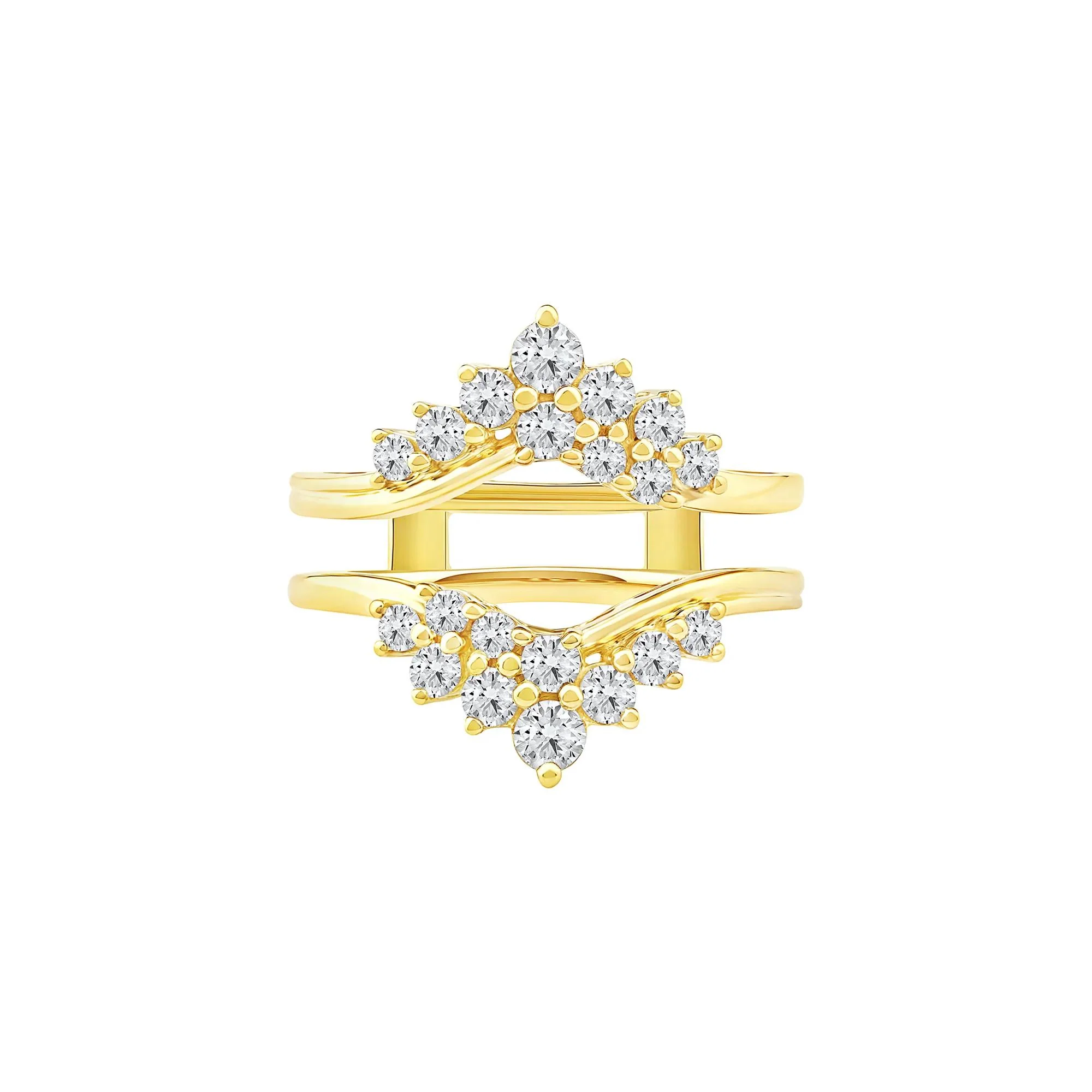 1 CT. Tw. Lab Grown Diamond Chevron Insert 14K Yellow Gold Ring Size 7 6.5mm