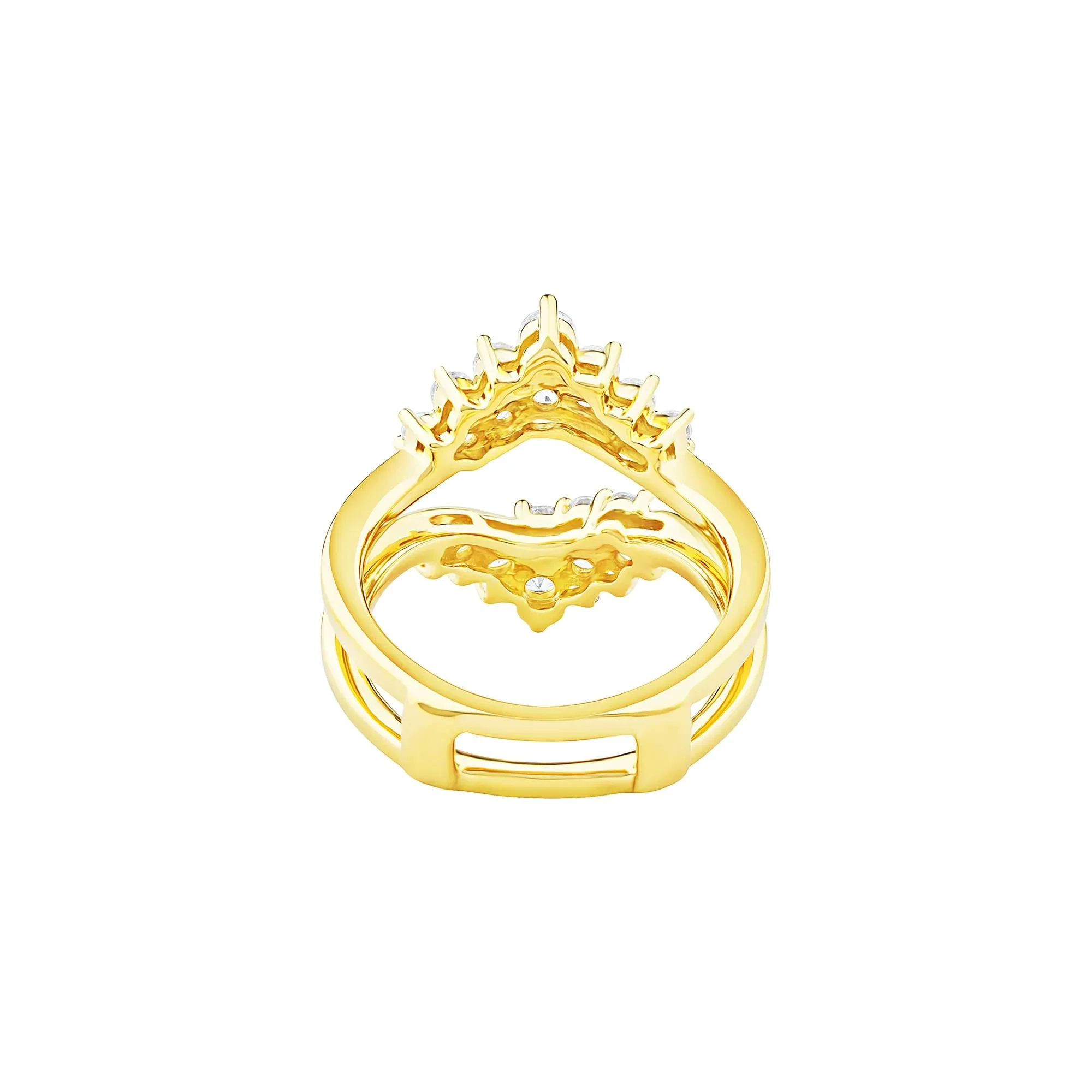 1 CT. Tw. Lab Grown Diamond Chevron Insert 14K Yellow Gold Ring Size 8.5 6.5mm - Image 3