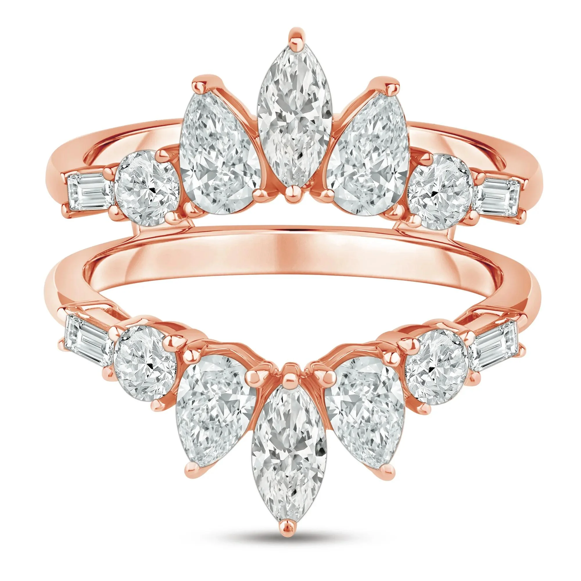 1 3/4 CT. Tw. Lab Grown Diamond Contour Insert 14K Rose Gold Ring Size 5 7mm