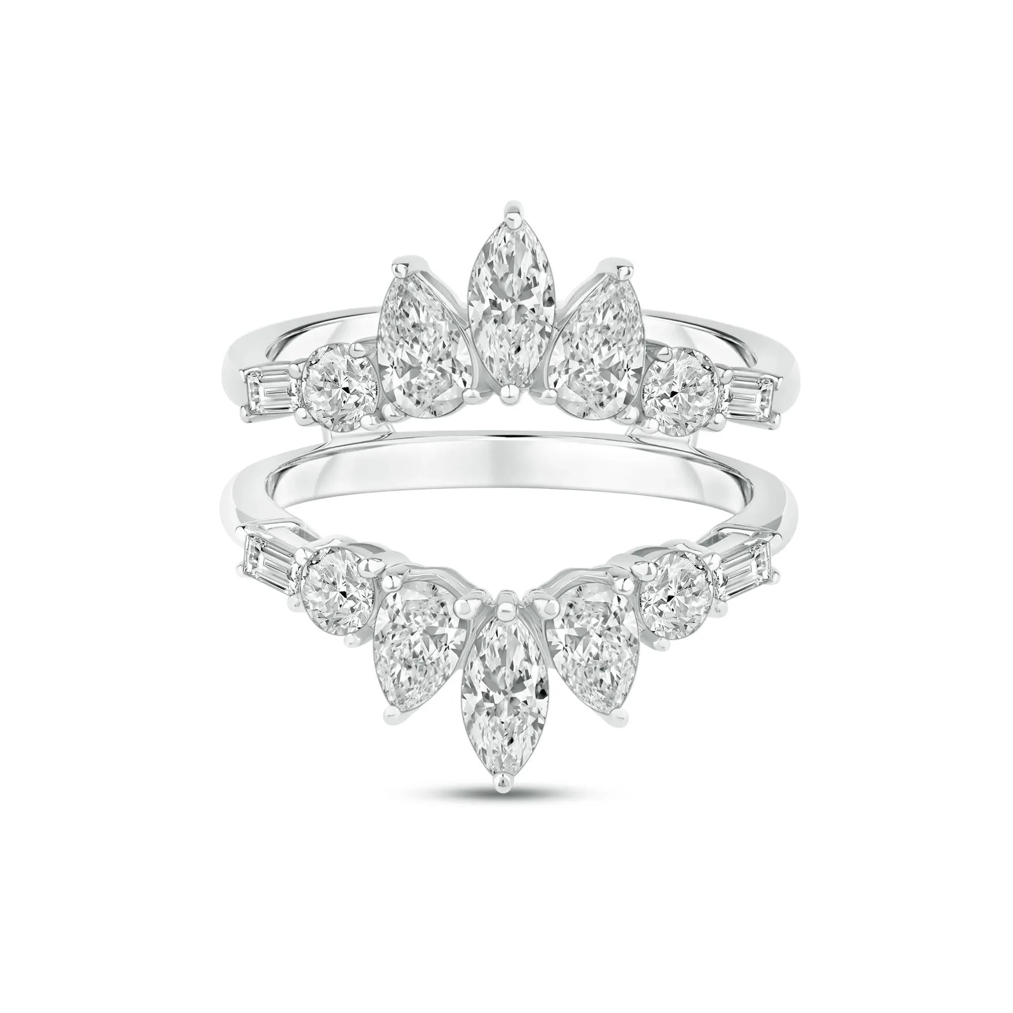 1 3/4 CT. Tw. Lab Grown Diamond Contour Insert 14K White Gold Ring Size 7.5 7mm