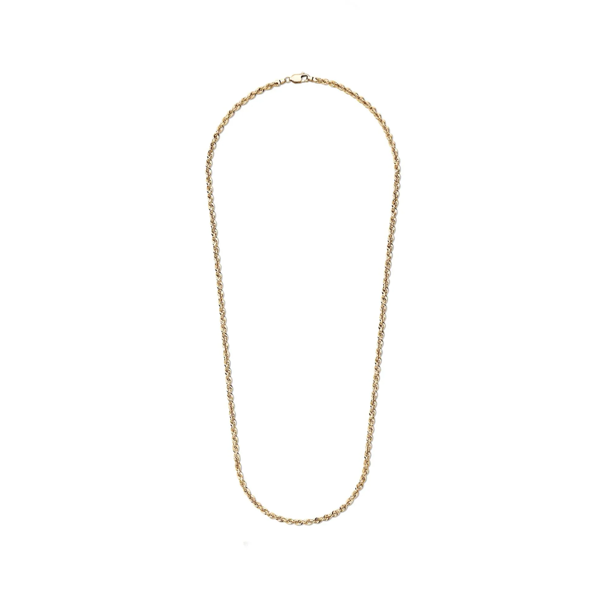 Heavy Hollow Rope Chain 14K Yellow Gold Necklace Size 18"