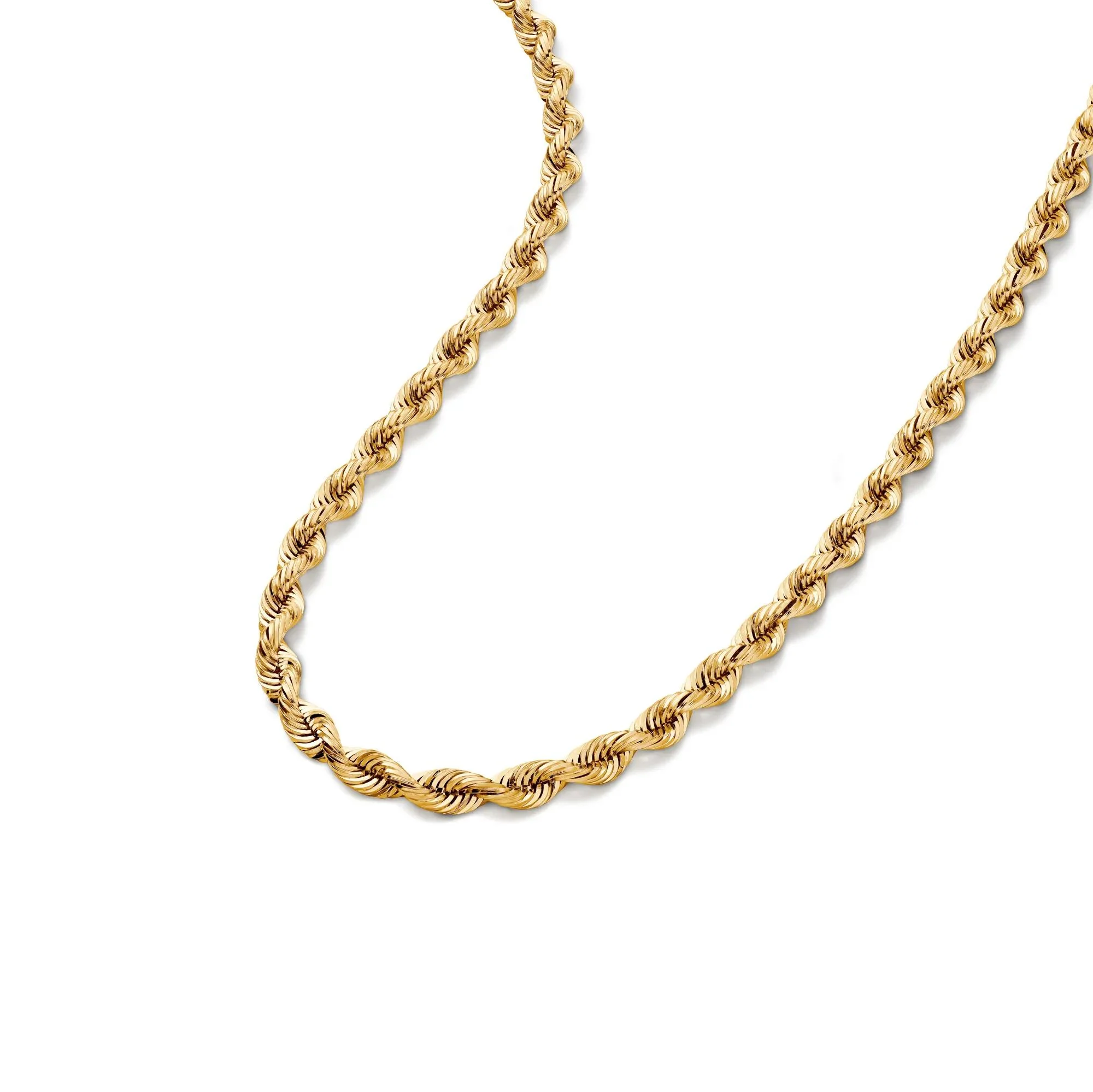 Solid Silk Rope Chain 14K Yellow Gold Necklace Size 26" - Image 4