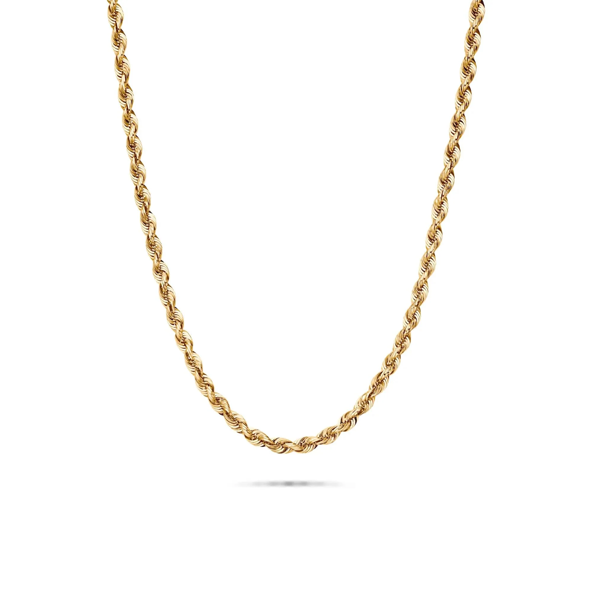Solid Silk Rope Chain 14K Yellow Gold Necklace Size 30"