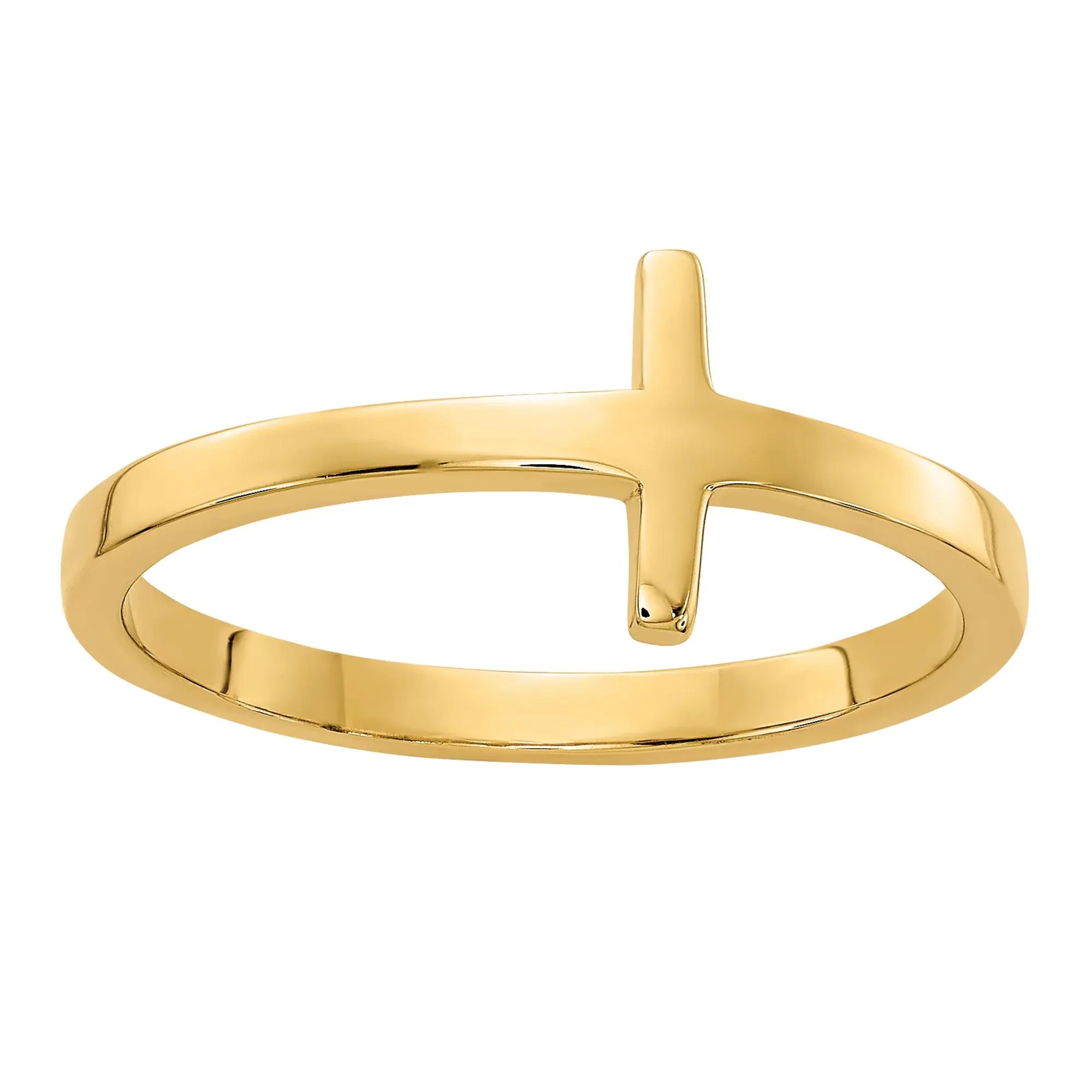 Sideways Cross Ring 14K Yellow Gold Size 8.5