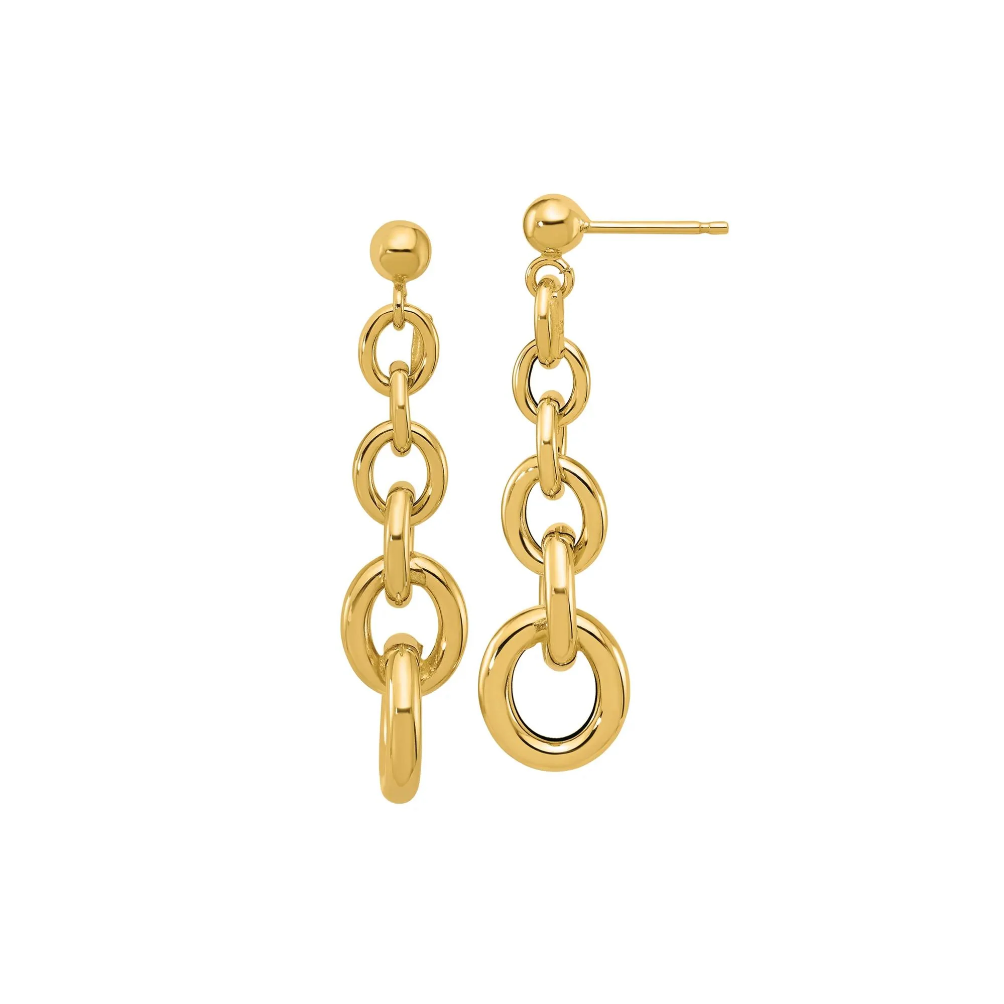 Circle-Link Drop Earrings 14K Yellow Gold Size 8.00mm