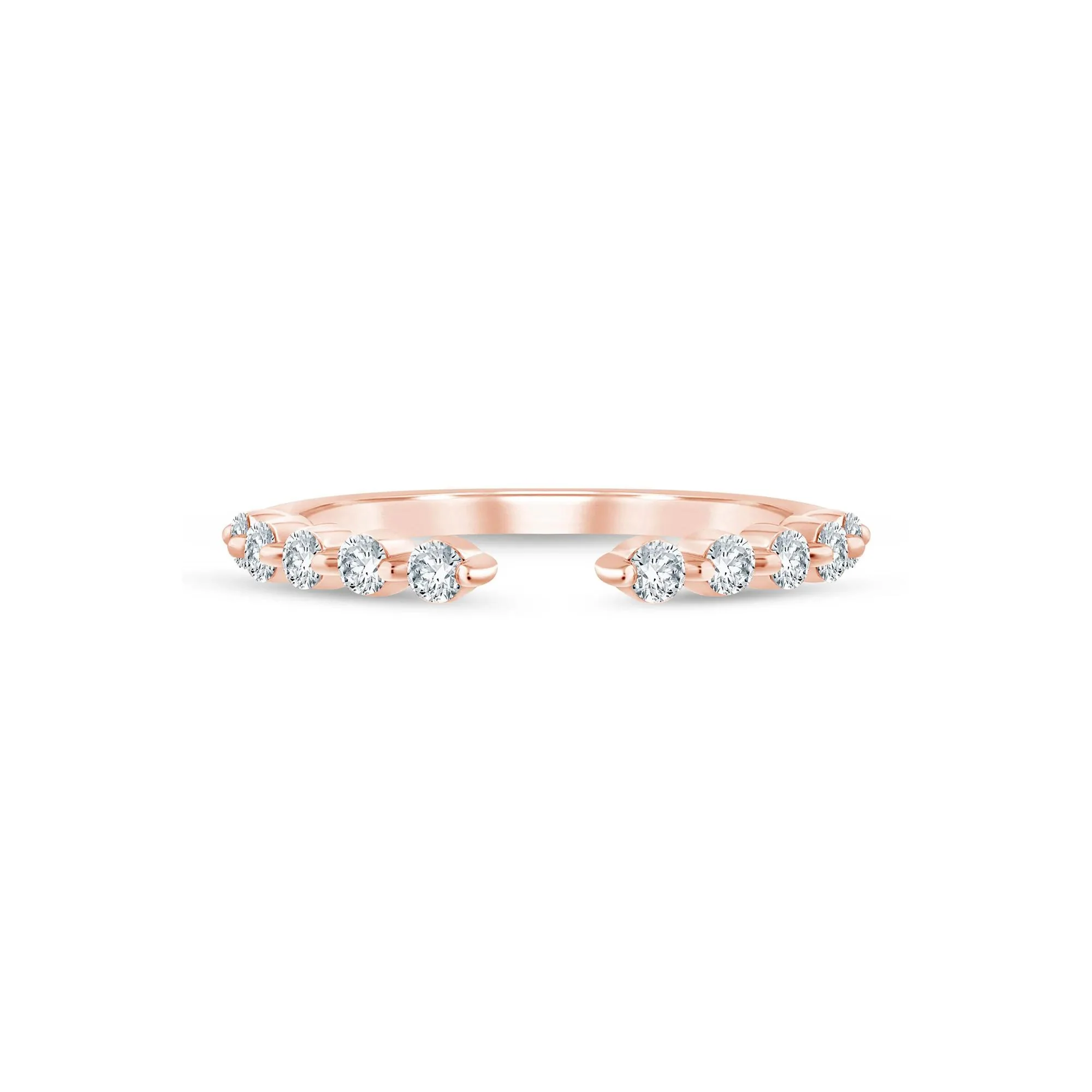 1/3 CT. Tw. Lab Grown Diamond Open Anniversary Band Ring 14K Rose Gold Round Brilliant Cut Size 7 1.5mm