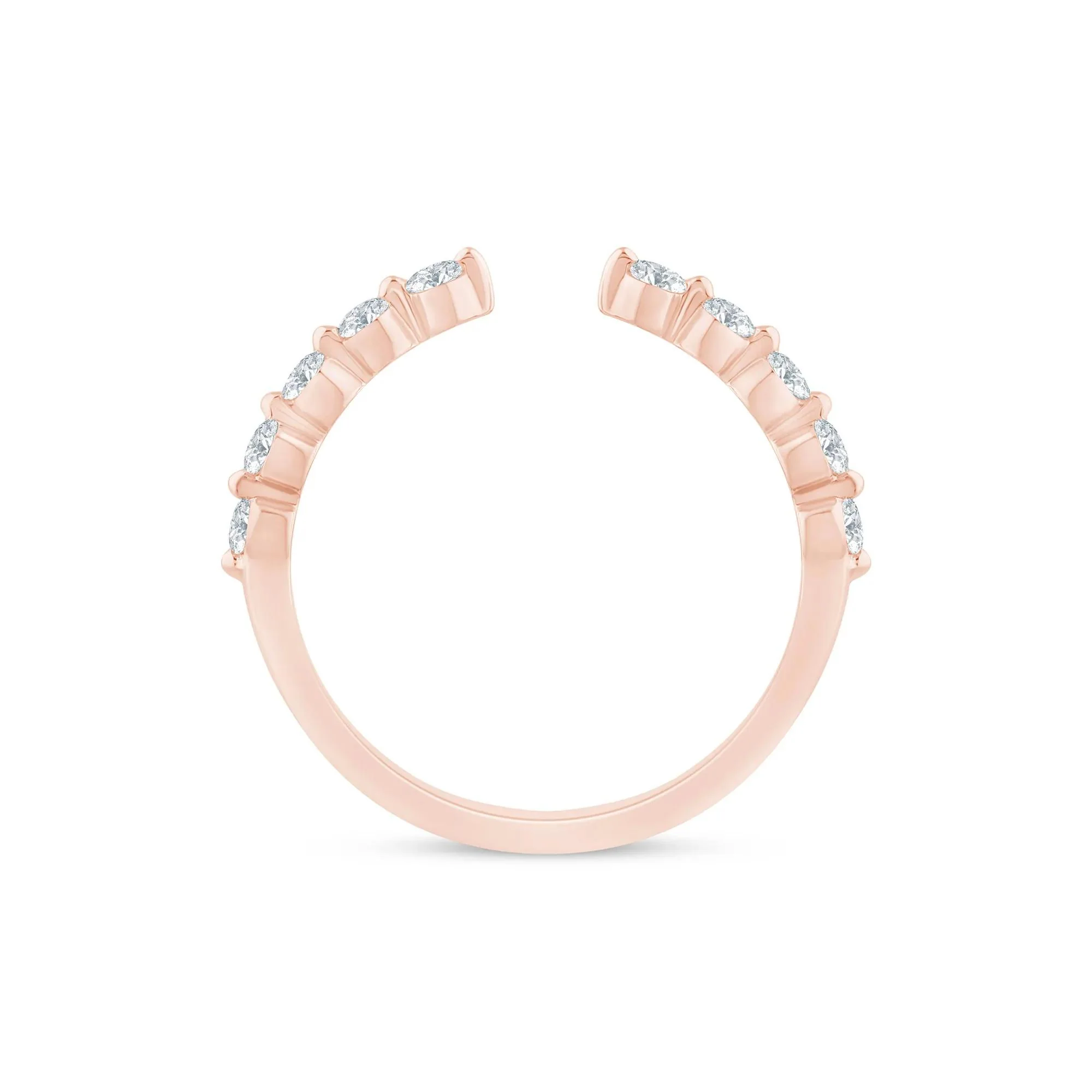 1/3 CT. Tw. Lab Grown Diamond Open Anniversary Band Ring 14K Rose Gold Round Brilliant Cut Size 9 1.5mm - Image 2