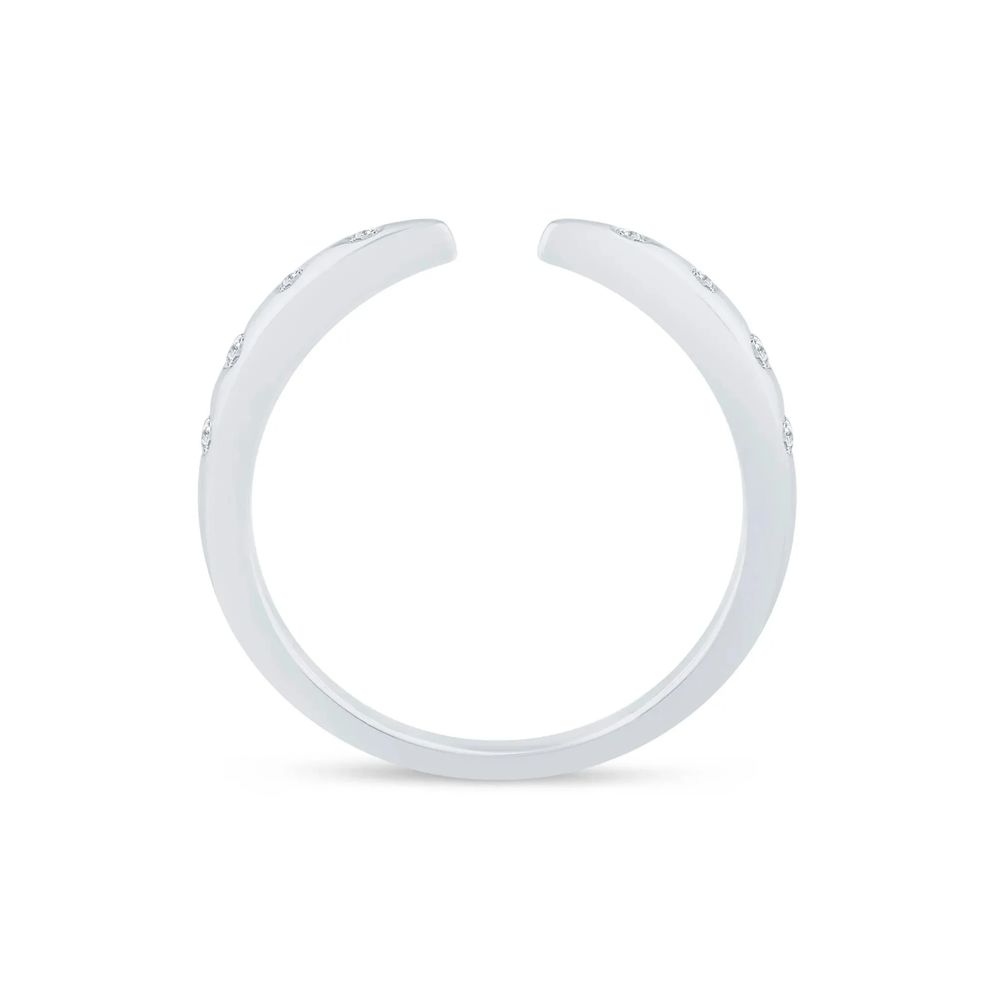 1/10 CT. Tw. Lab Grown Diamond Burnished Open Band Ring 14K White Gold Size 5 1.5mm - Image 2