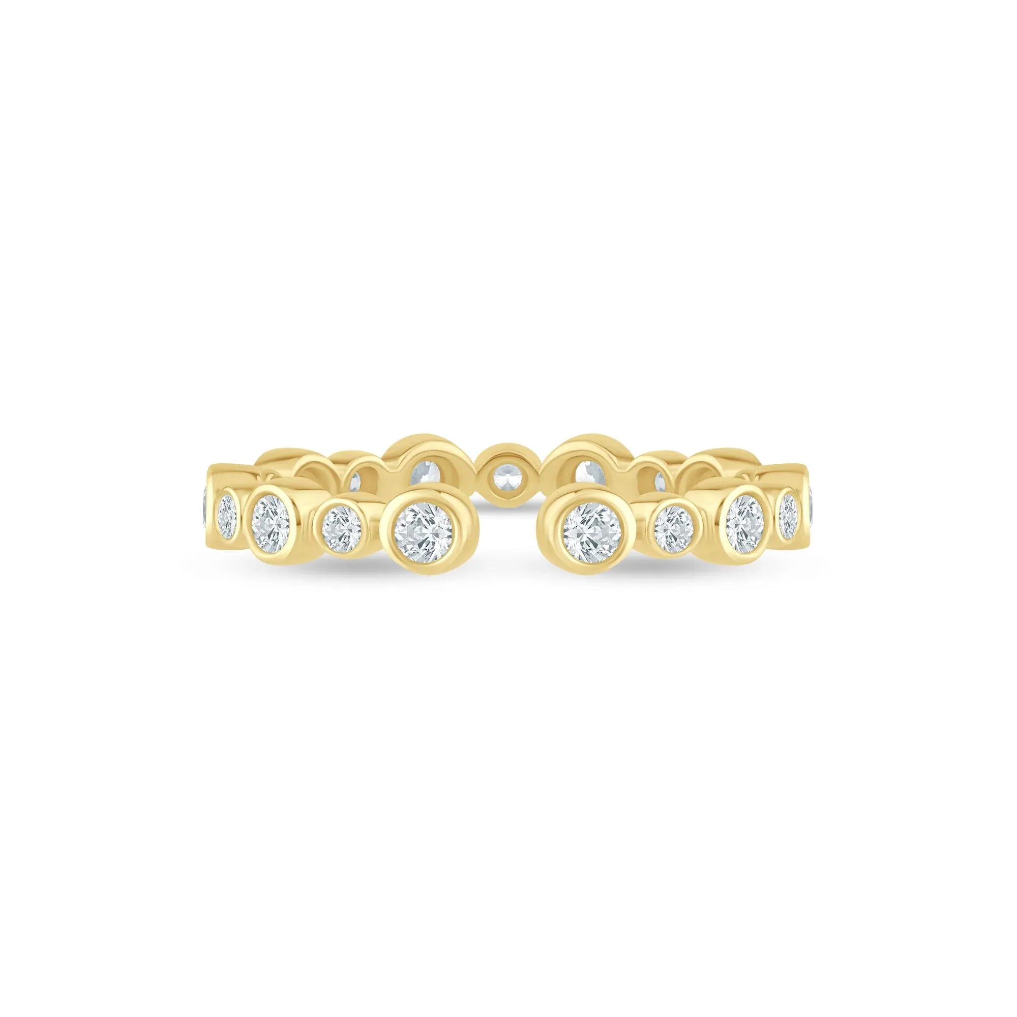 1/2 CT. Tw. Lab Grown Diamond Bezel Open Band Ring 14K Yellow Gold Round Brilliant Cut Size 6.5 2.5mm