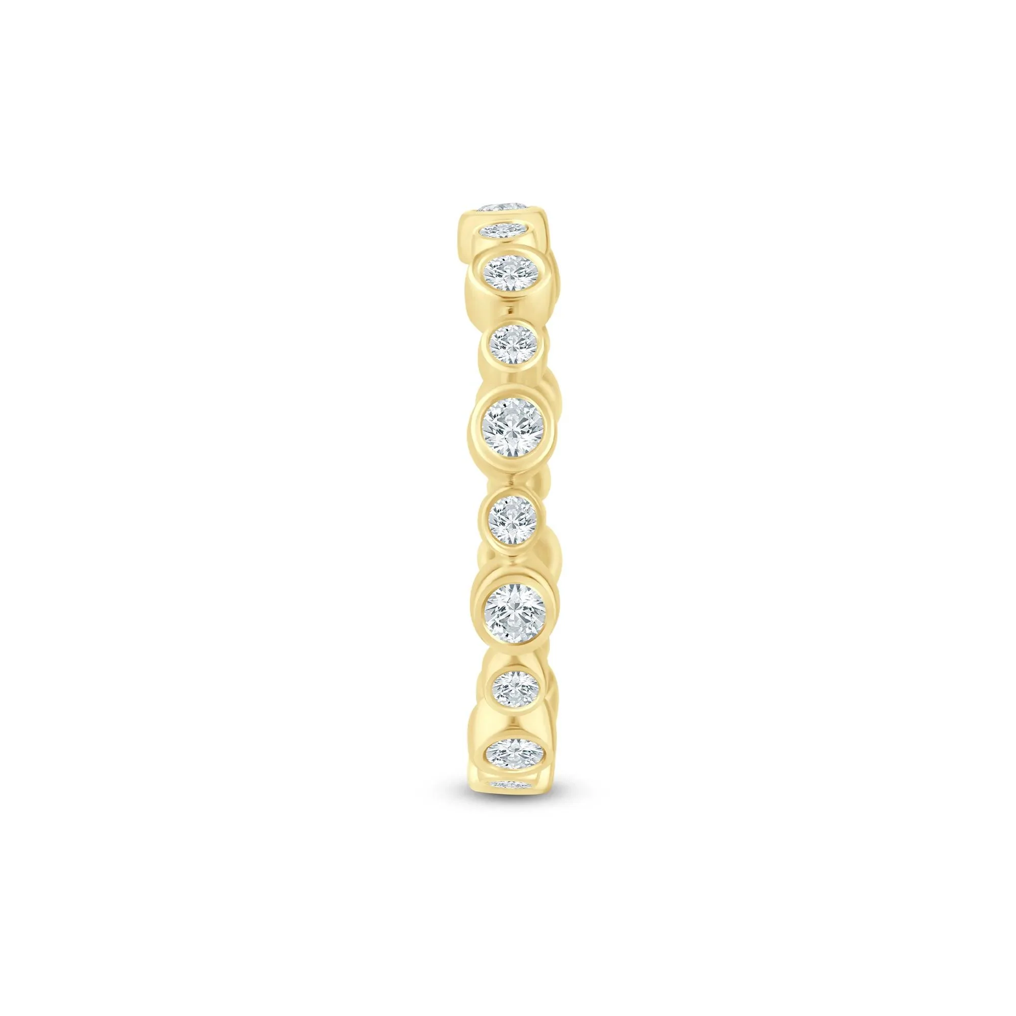1/2 CT. Tw. Lab Grown Diamond Bezel Open Band Ring 14K Yellow Gold Round Brilliant Cut Size 6.5 2.5mm - Image 3