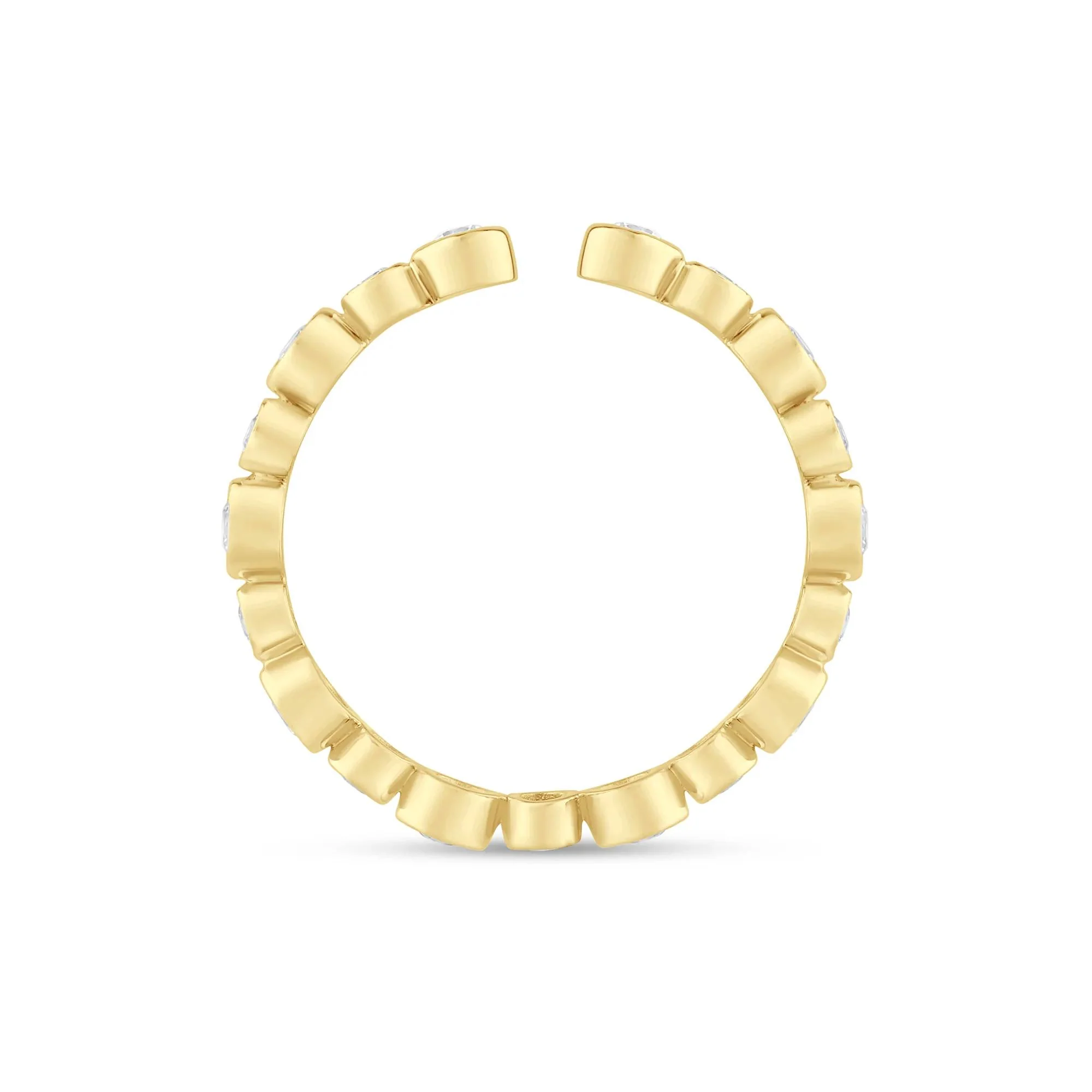 1/2 CT. Tw. Lab Grown Diamond Bezel Open Band Ring 14K Yellow Gold Round Brilliant Cut Size 8 2.5mm - Image 2