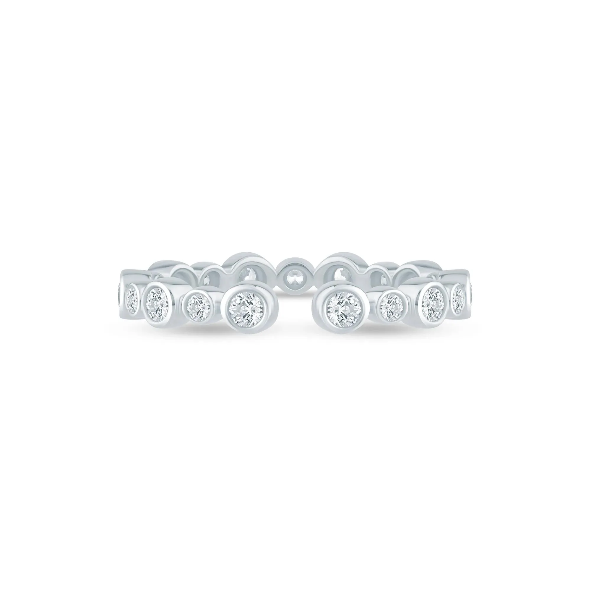 1/2 CT. Tw. Lab Grown Diamond Bezel Open Band Ring 14K White Gold Round Brilliant Cut Size 6 2.5mm