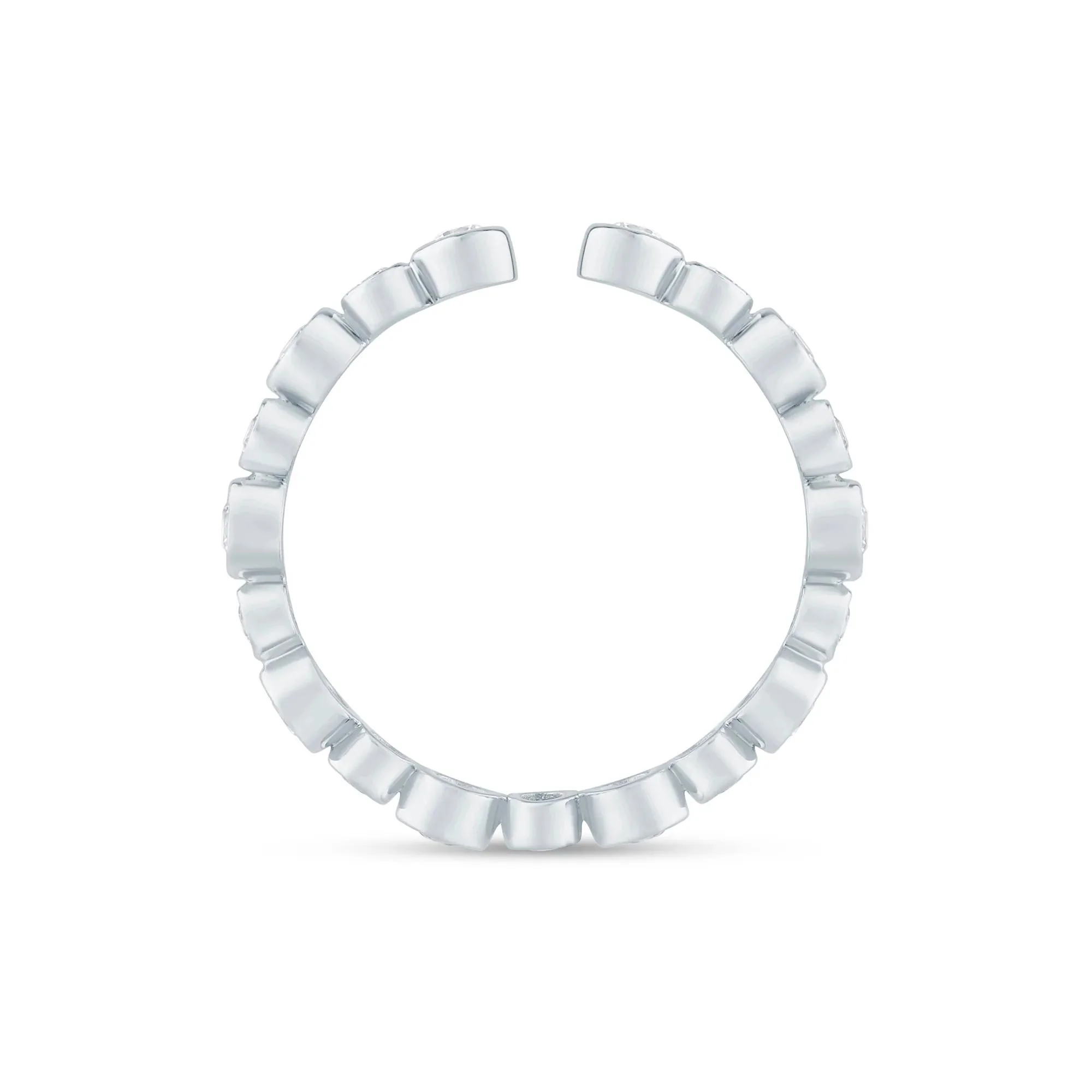 1/2 CT. Tw. Lab Grown Diamond Bezel Open Band Ring 14K White Gold Round Brilliant Cut Size 7.5 2.5mm - Image 2