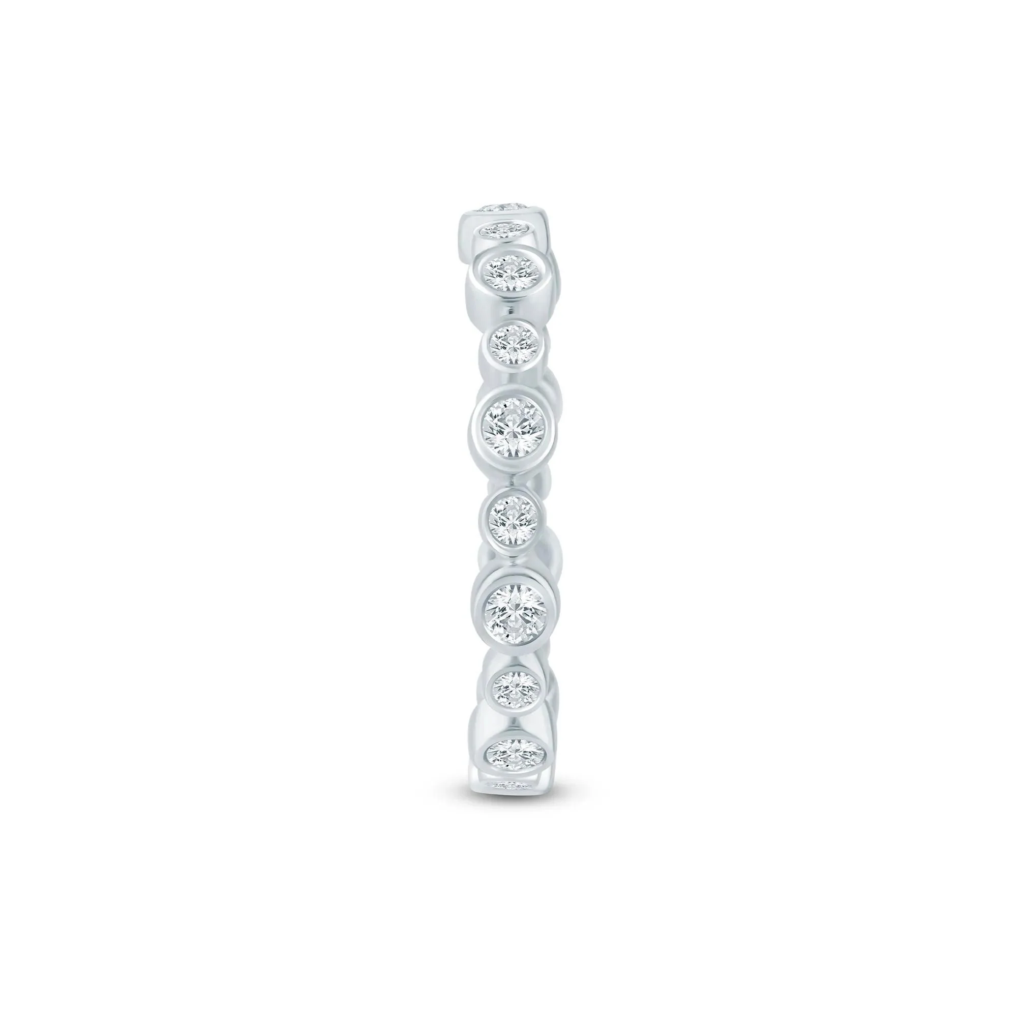 1/2 CT. Tw. Lab Grown Diamond Bezel Open Band Ring 14K White Gold Round Brilliant Cut Size 8.5 2.5mm - Image 3