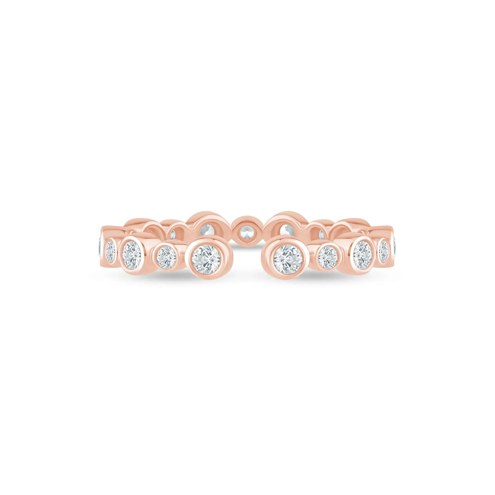 1/2 CT. Tw. Lab Grown Diamond Bezel Open Band Ring 14K Rose Gold Round Brilliant Cut Size 5.5 2.5mm