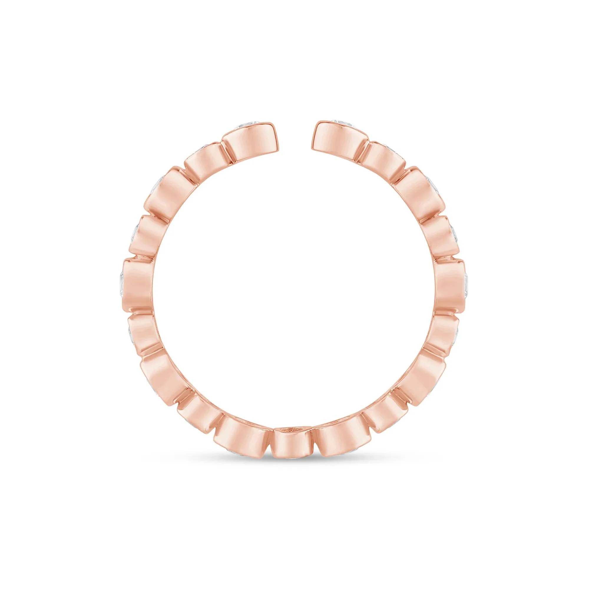 1/2 CT. Tw. Lab Grown Diamond Bezel Open Band Ring 14K Rose Gold Round Brilliant Cut Size 5.5 2.5mm - Image 2