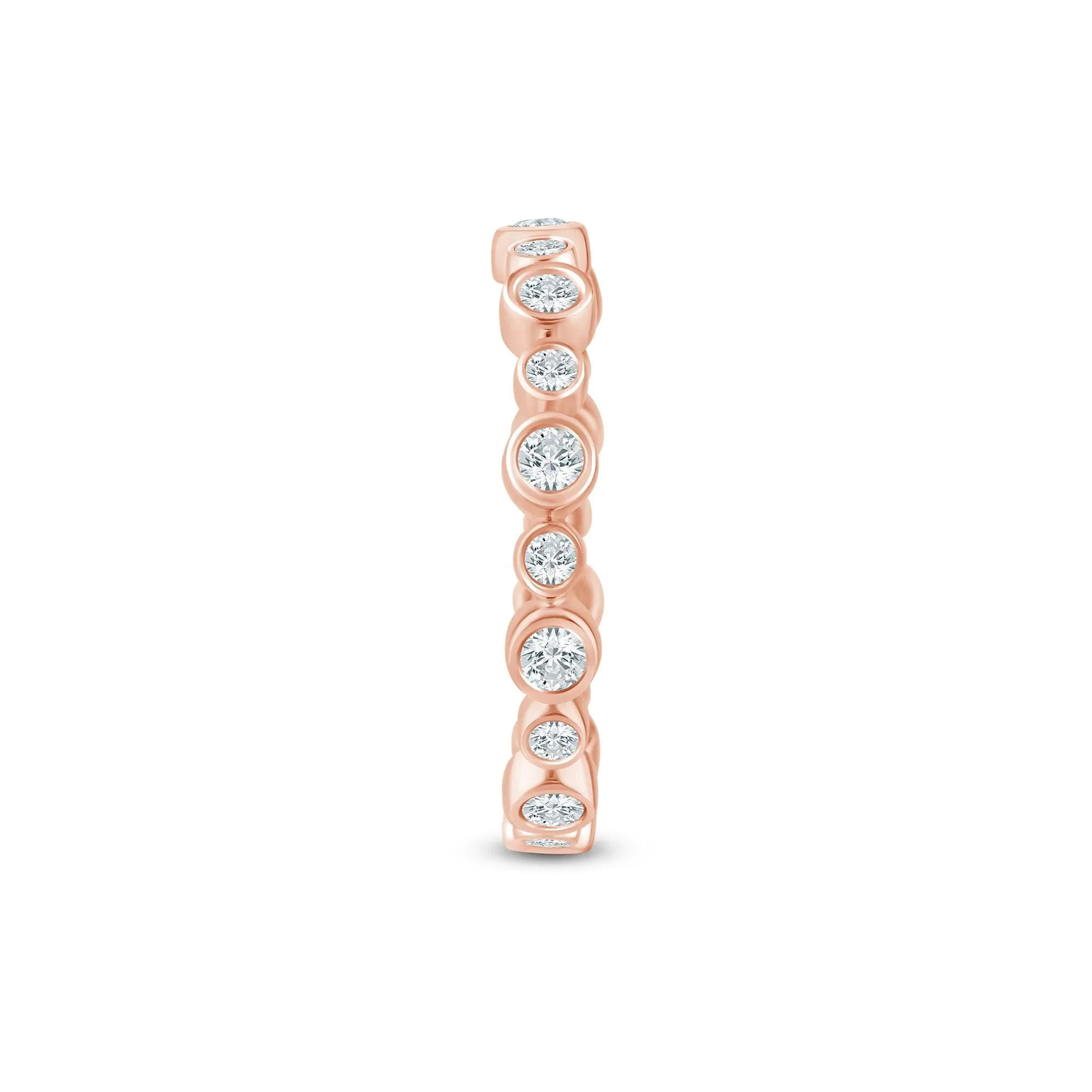 1/2 CT. Tw. Lab Grown Diamond Bezel Open Band Ring 14K Rose Gold Round Brilliant Cut Size 6.5 2.5mm - Image 3