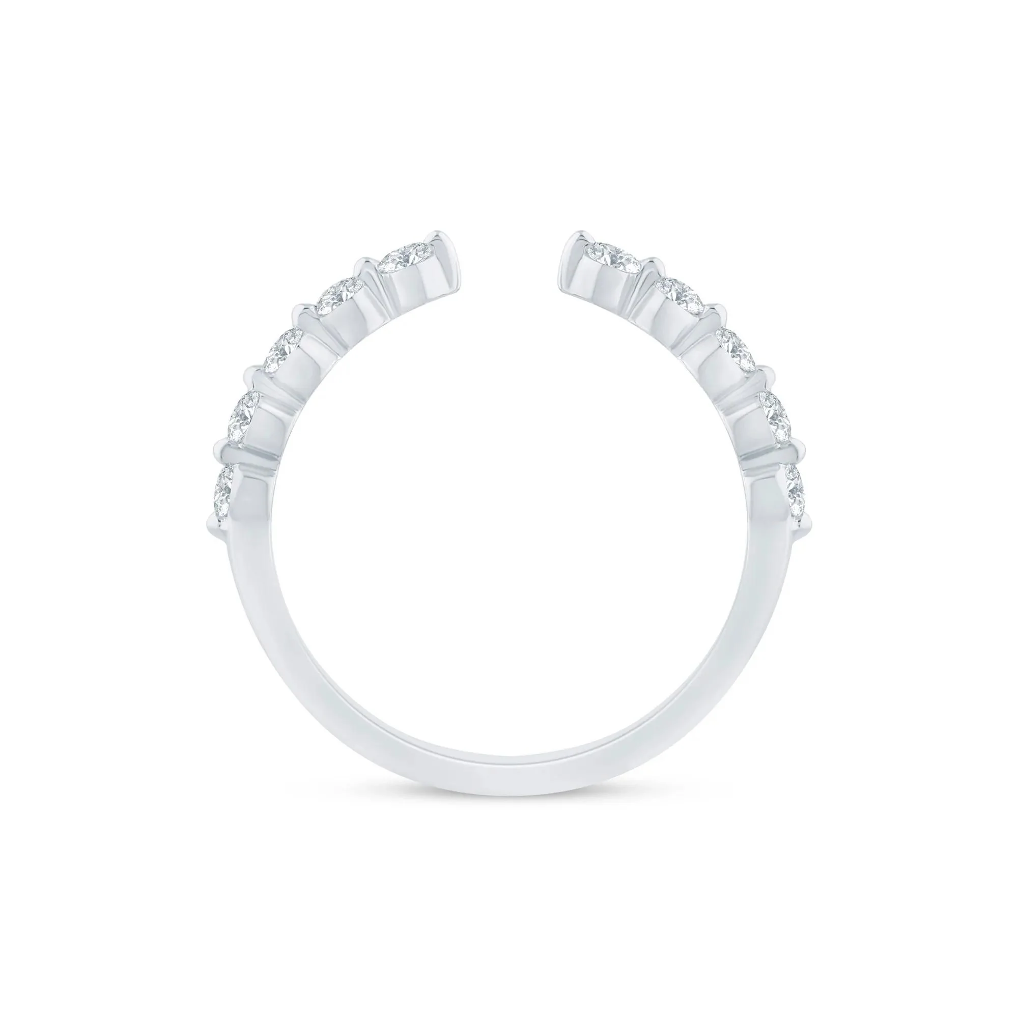 1/3 CT. Tw. Lab Grown Diamond Open Anniversary Band Ring 14K White Gold Round Brilliant Cut Size 5 1.5mm - Image 2