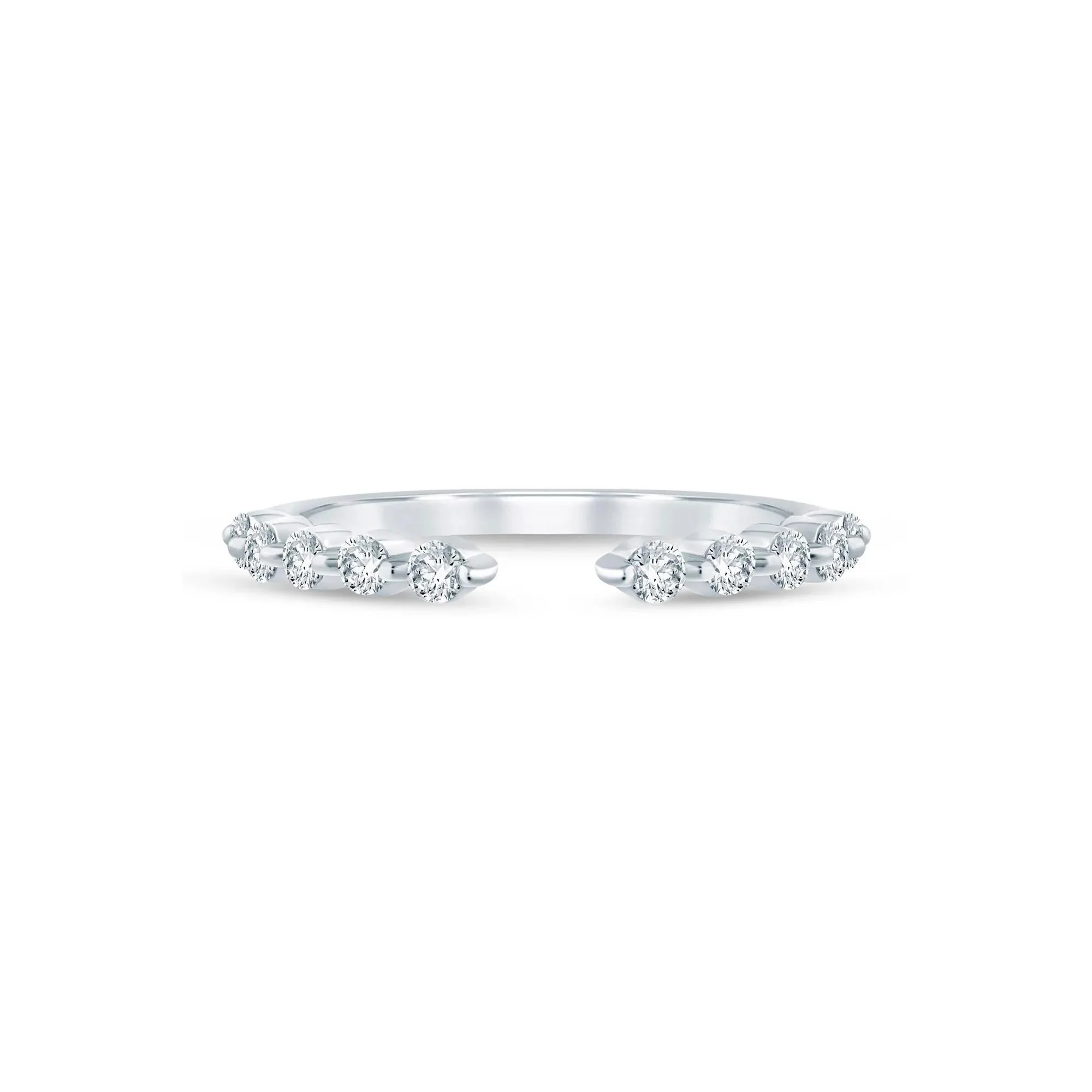 1/3 CT. Tw. Lab Grown Diamond Open Anniversary Band Ring 14K White Gold Round Brilliant Cut Size 7 1.5mm