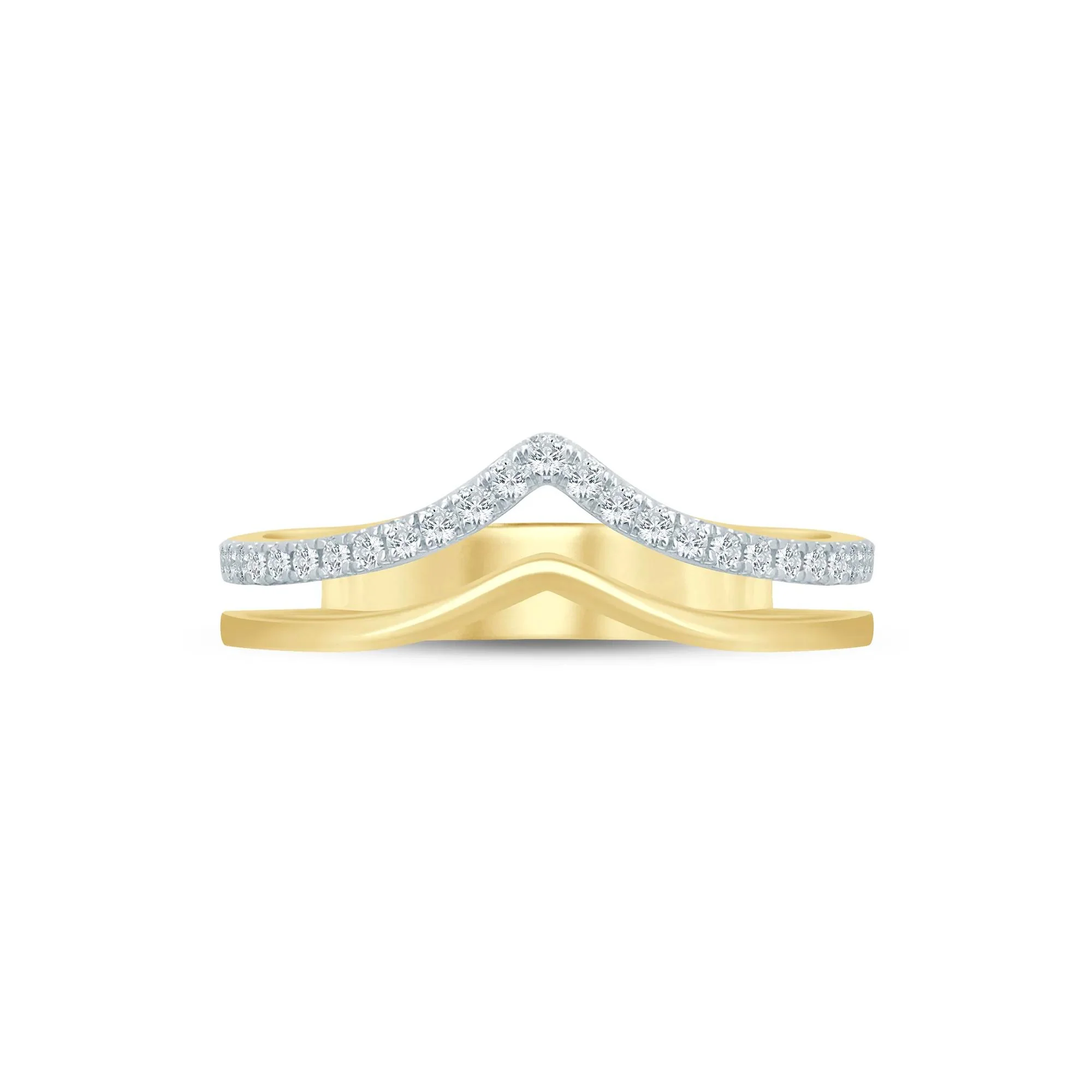 1/5 CT. Tw. Lab Grown Diamond Chevron Anniversary Band Ring 14K Yellow Gold Size 8 3.5mm