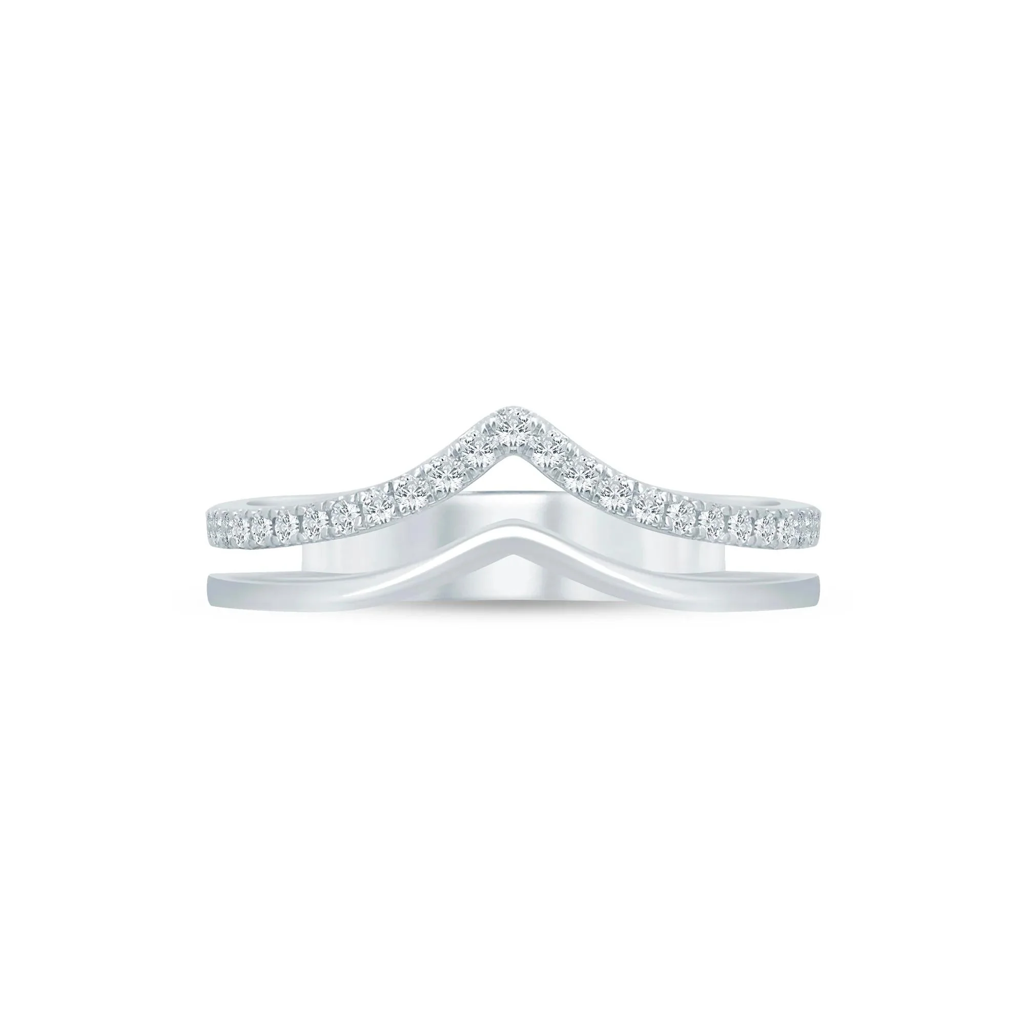 1/5 CT. Tw. Lab Grown Diamond Chevron Anniversary Band Ring 14K White Gold Size 8.5 3.5mm