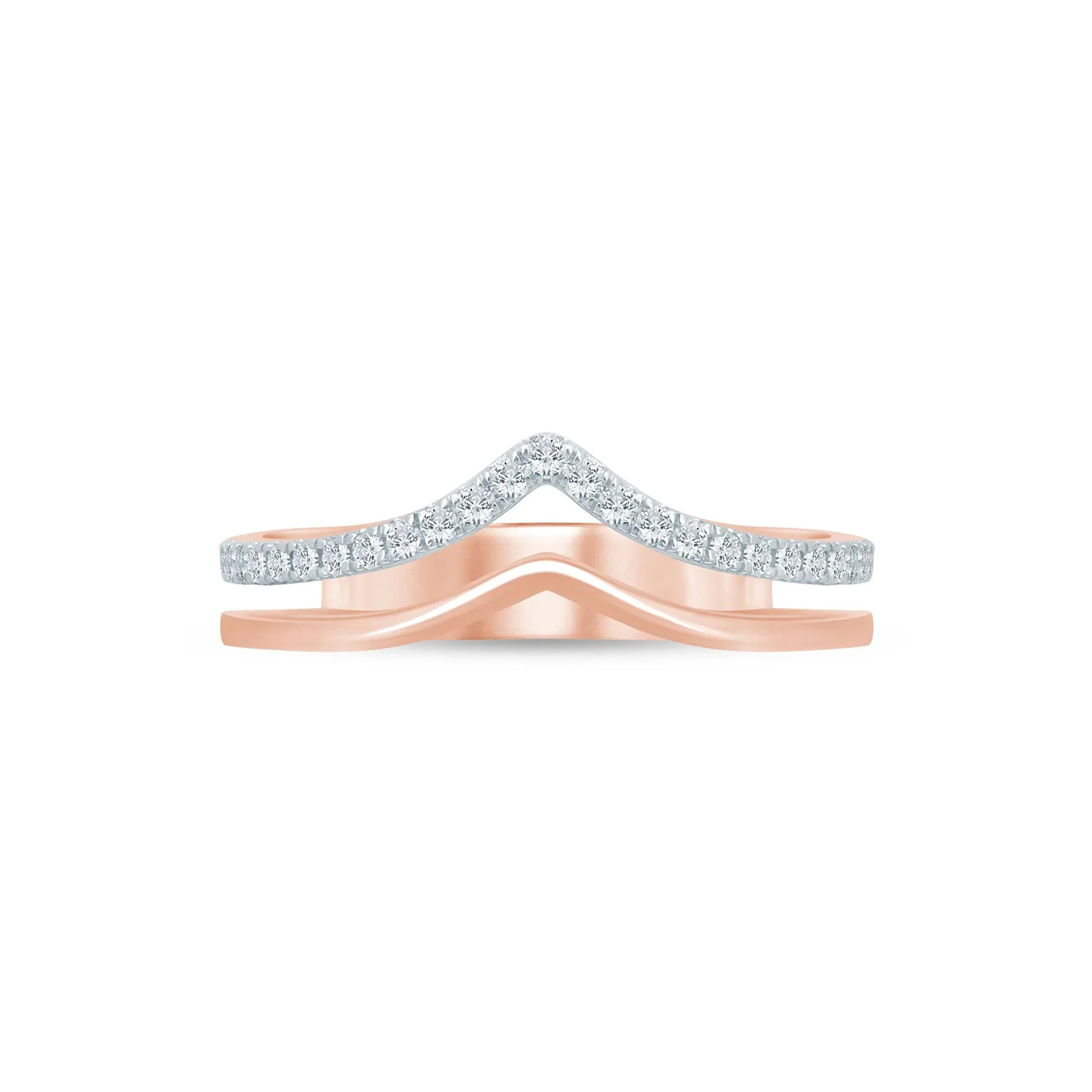 1/5 CT. Tw. Lab Grown Diamond Chevron Anniversary Band Ring 14K Rose Gold Size 5 3.5mm