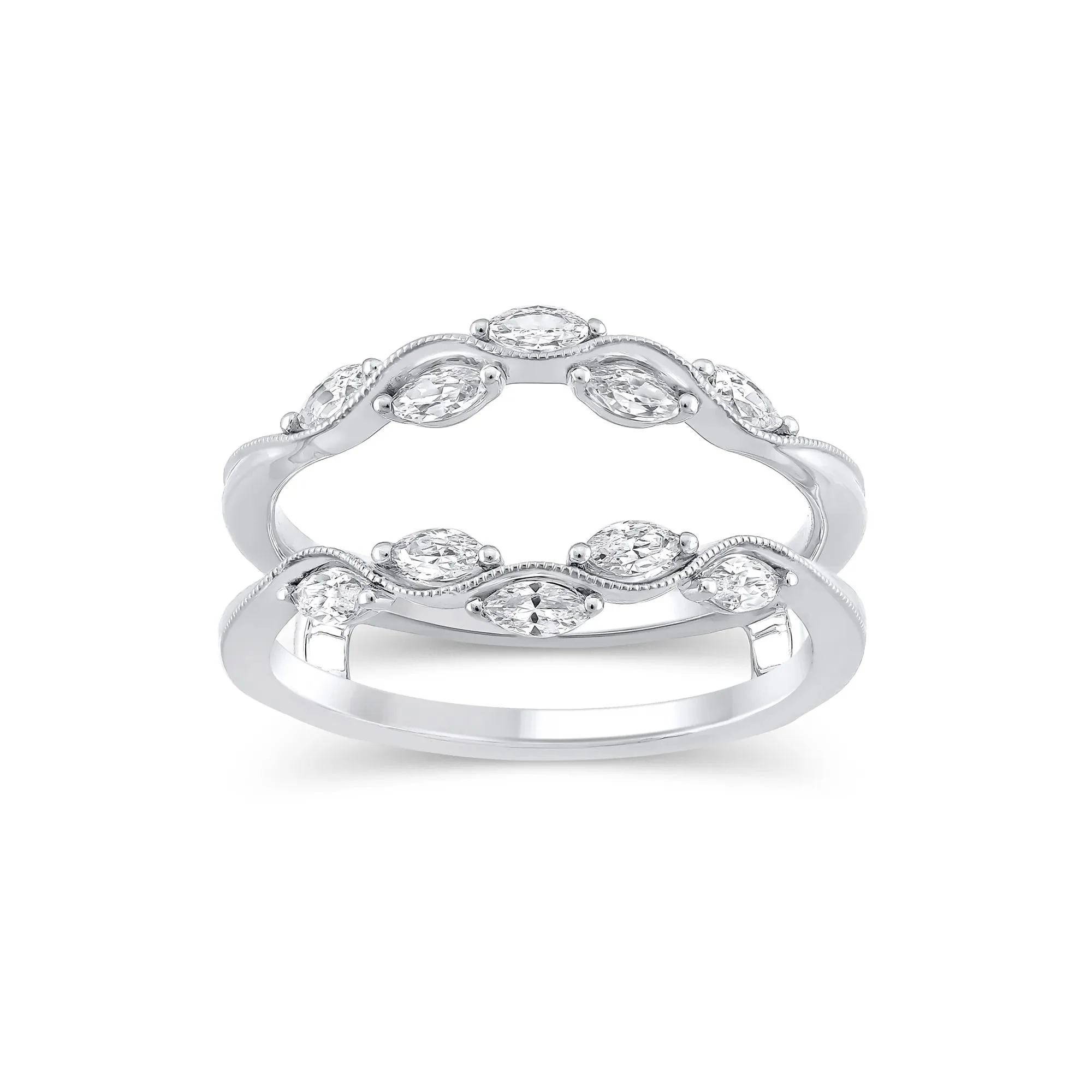 1/2 CT. Tw. Lab Grown Diamond Insert 14K White Gold Ring Size 6.5 11mm